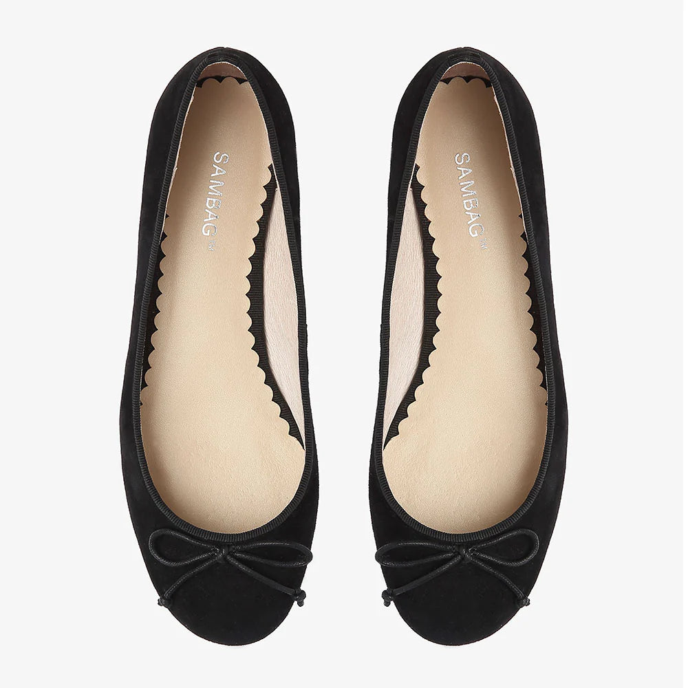 Pre-loved Sambag Tina Black Suede Ballet Flat