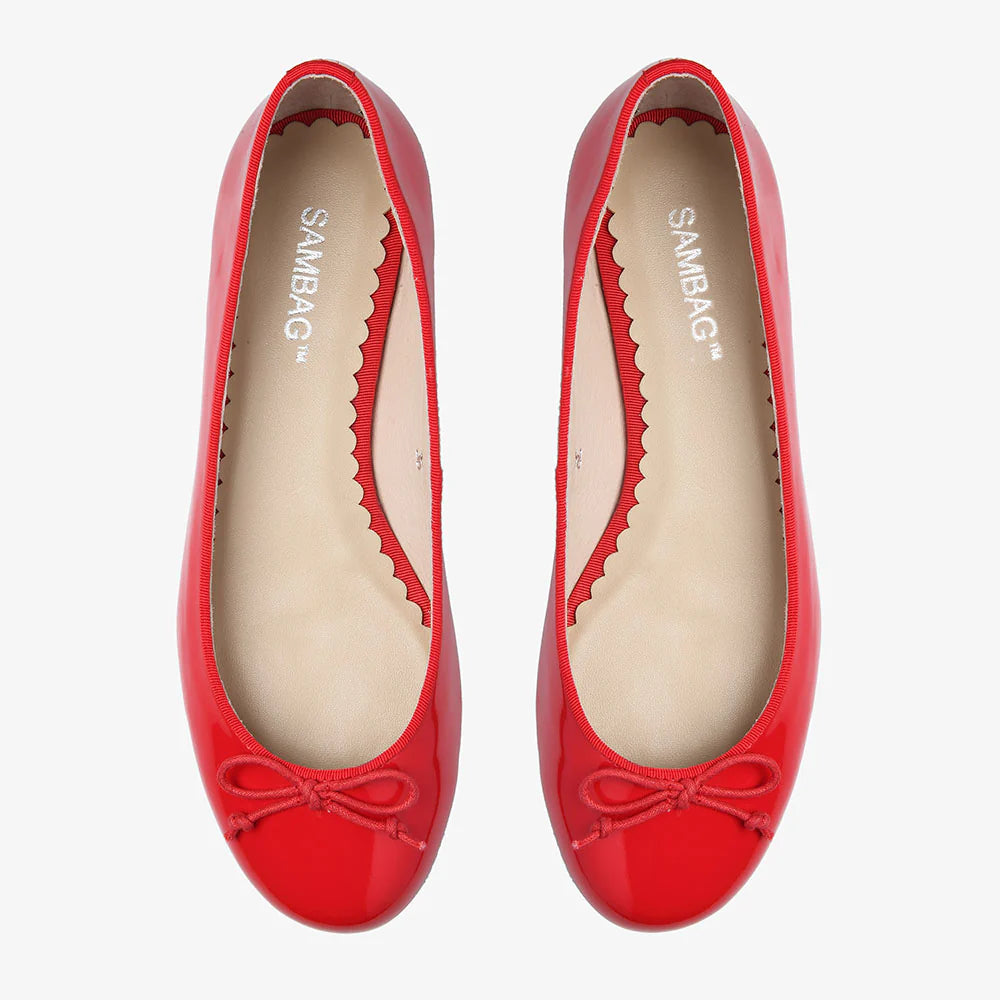 Pre-loved Sambag Tina Orange Patent Leather Ballet Flat
