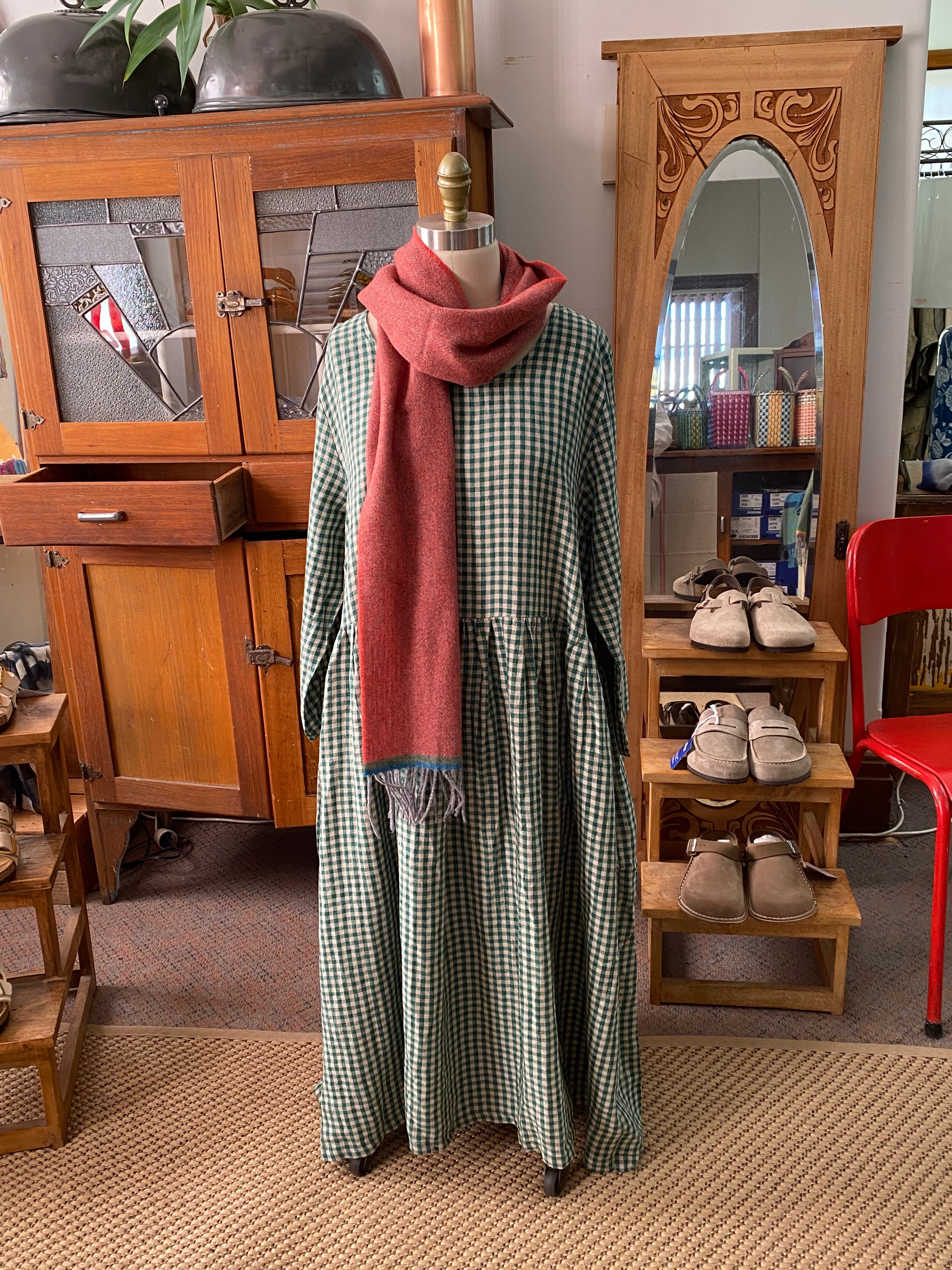 Journee linen dress - green gingham