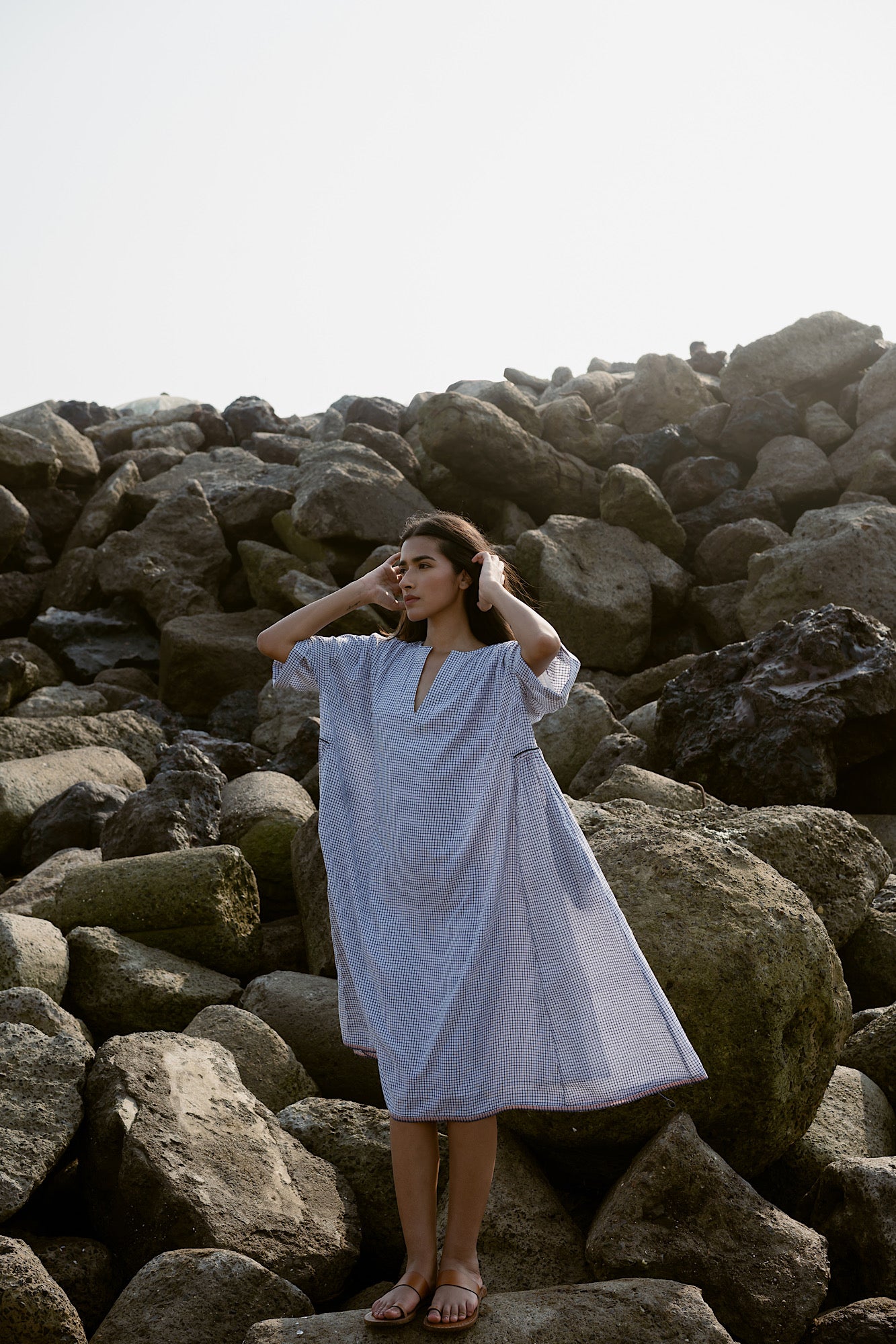 Osaka Dress - Navy Check