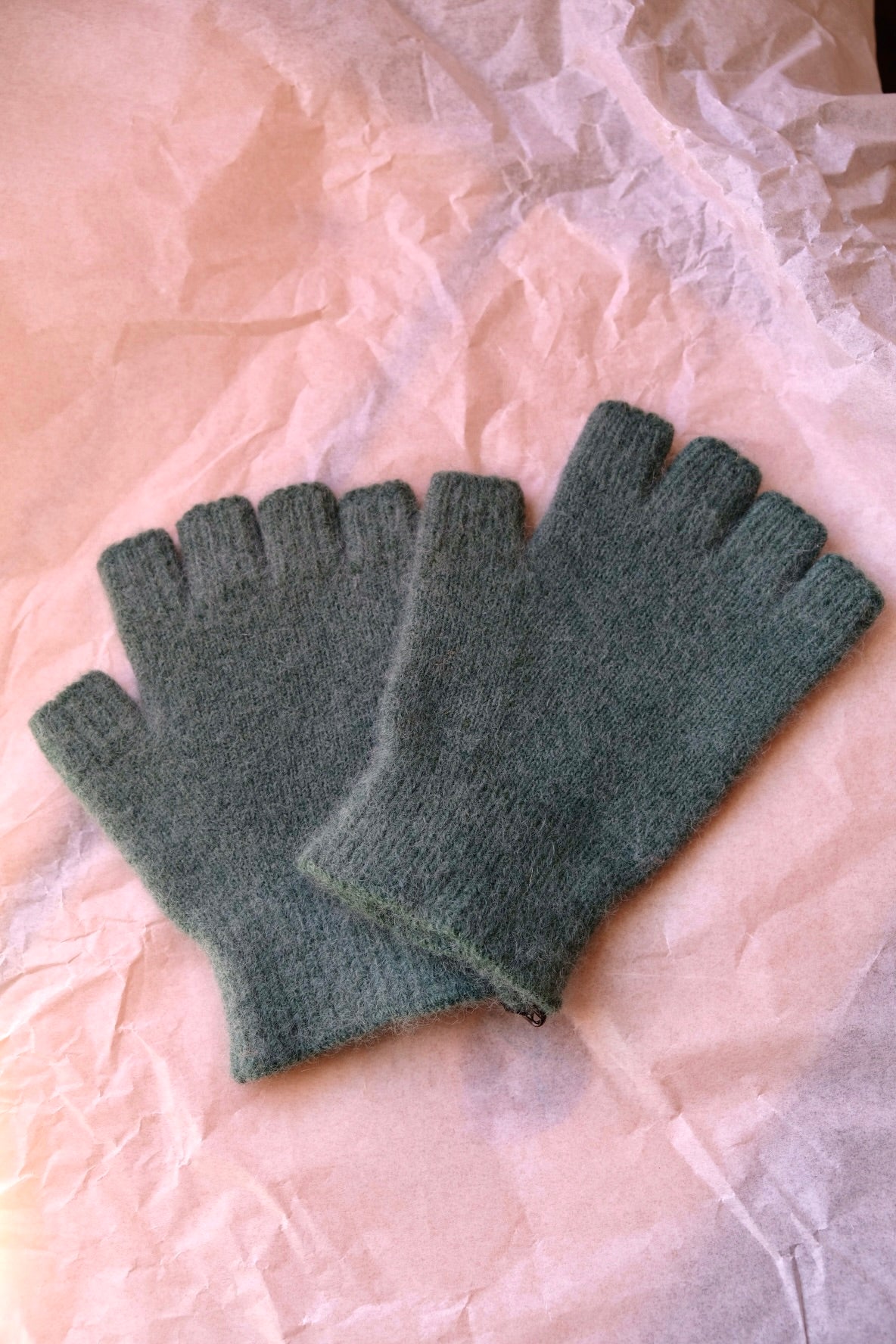 Angora/Lambswool Fingerless Gloves Small Cuff - Jade