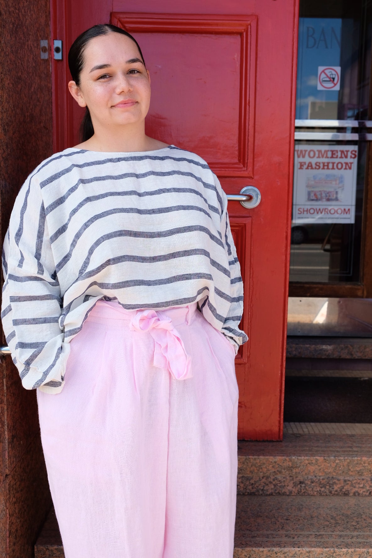 Saba Top - Linen - Nautical Stripe