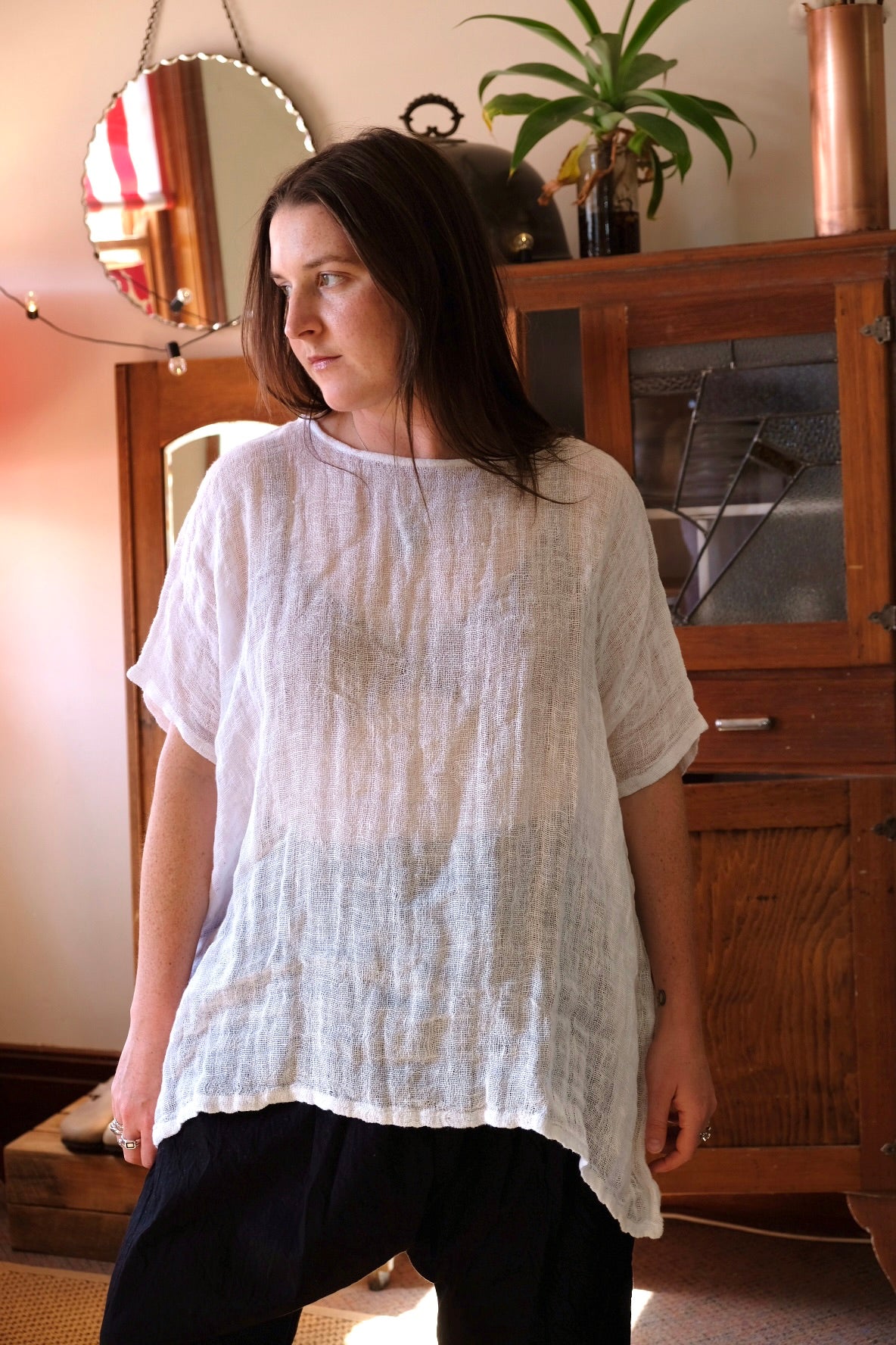 Etta Gauze Linen Top - White