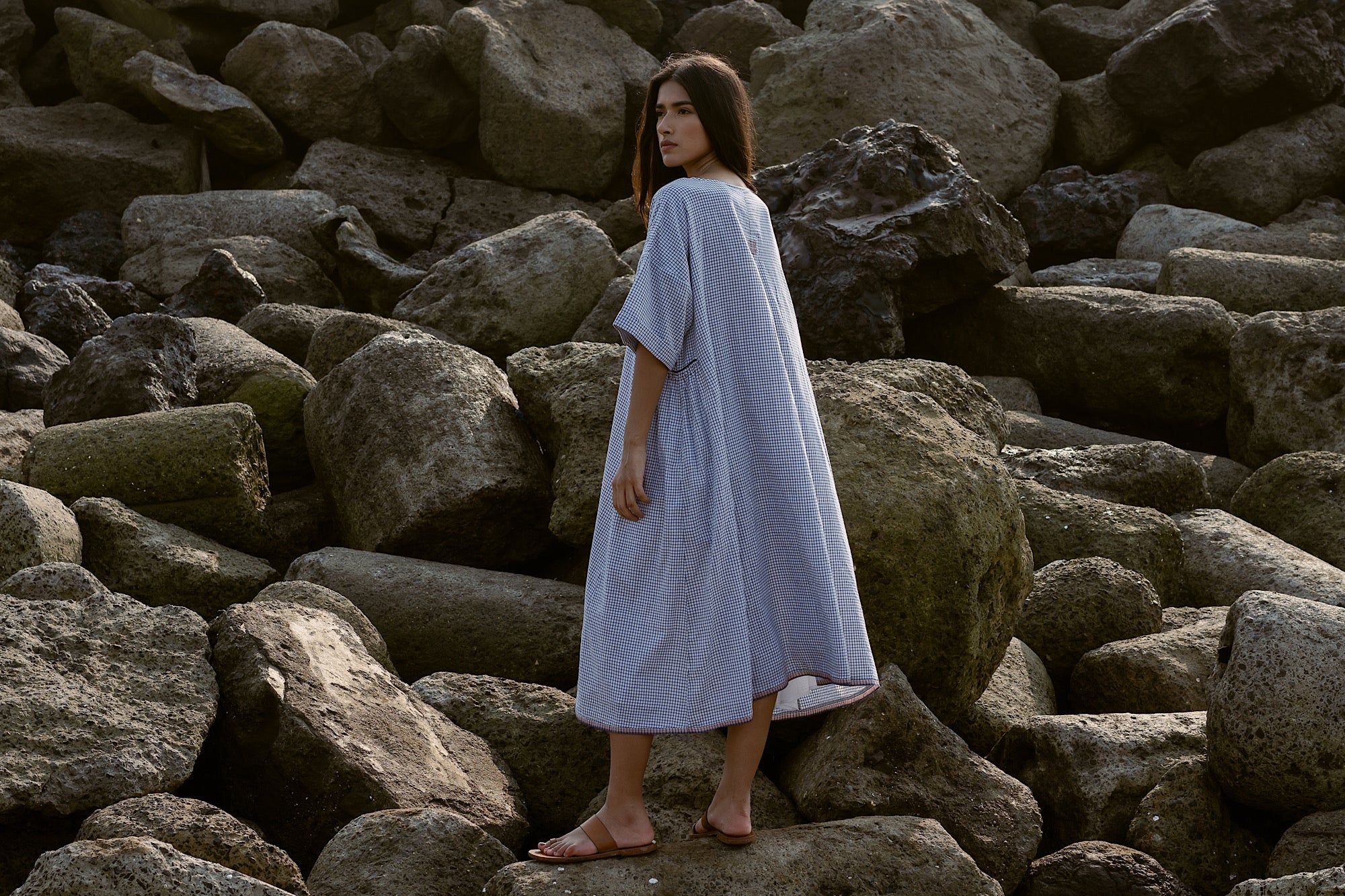 Osaka Dress - Navy Check