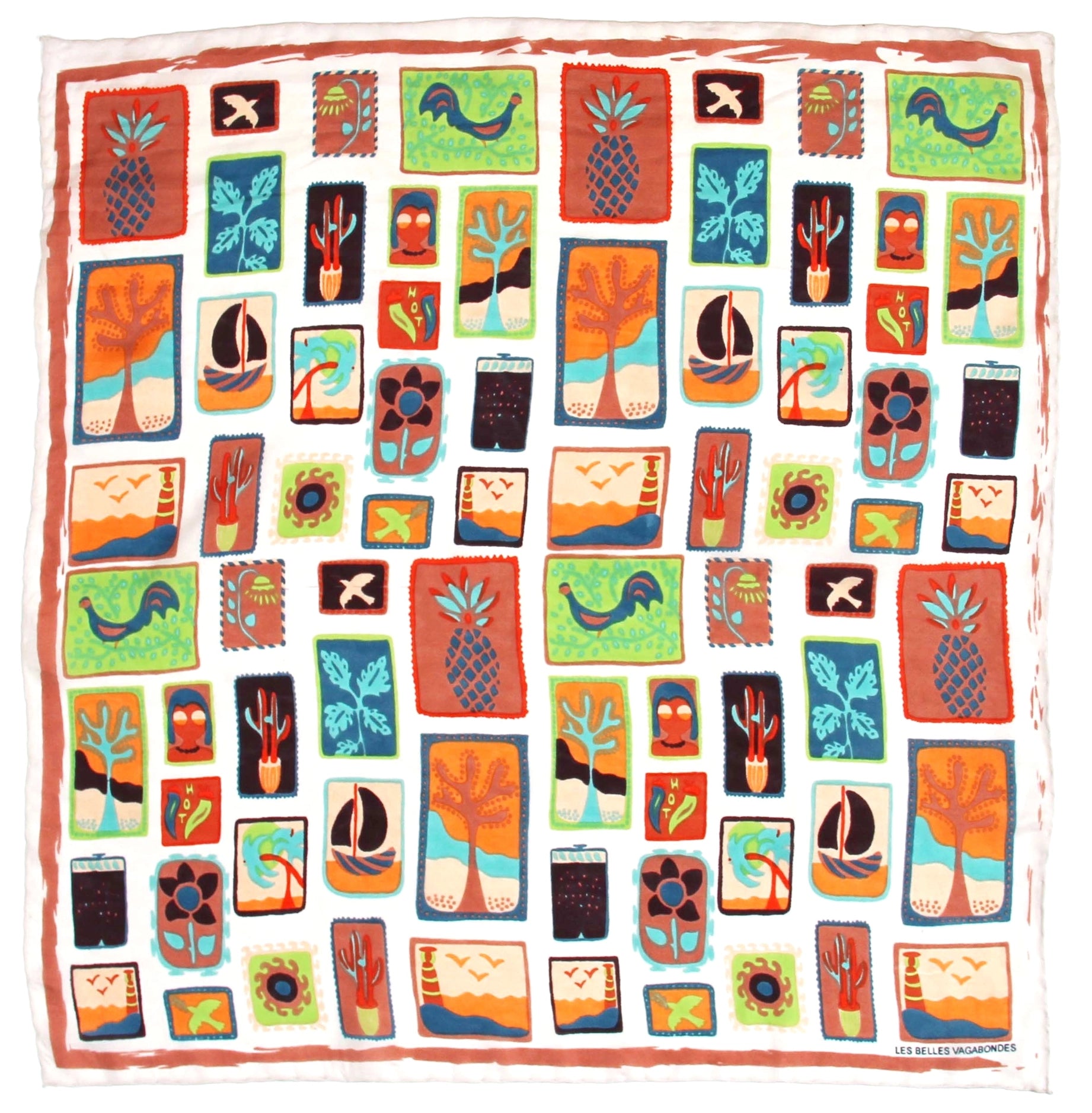 Silk scarf - Mini Orange Postcard