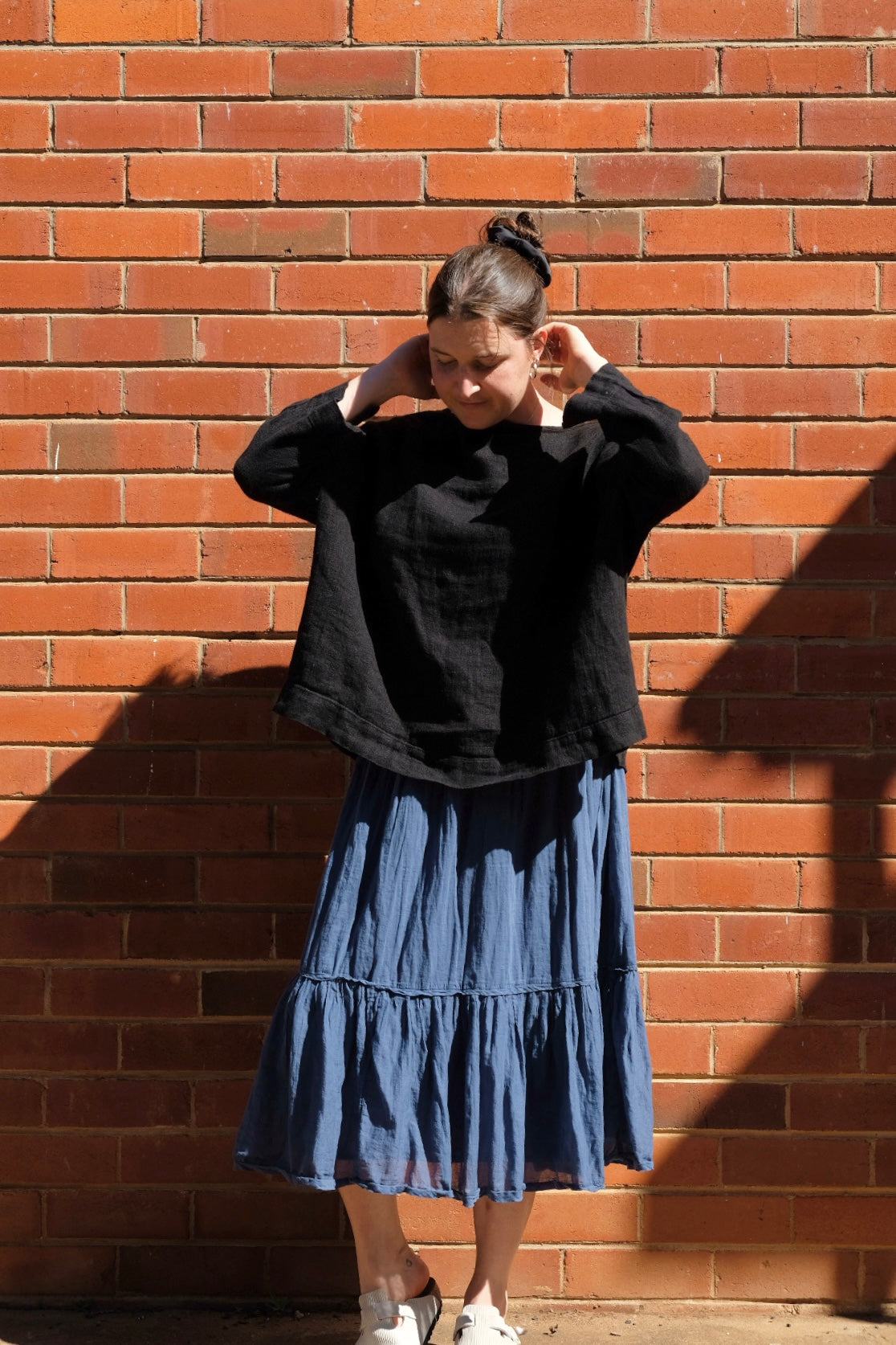 Milly Tiered Skirt Cotton Voile - Denim