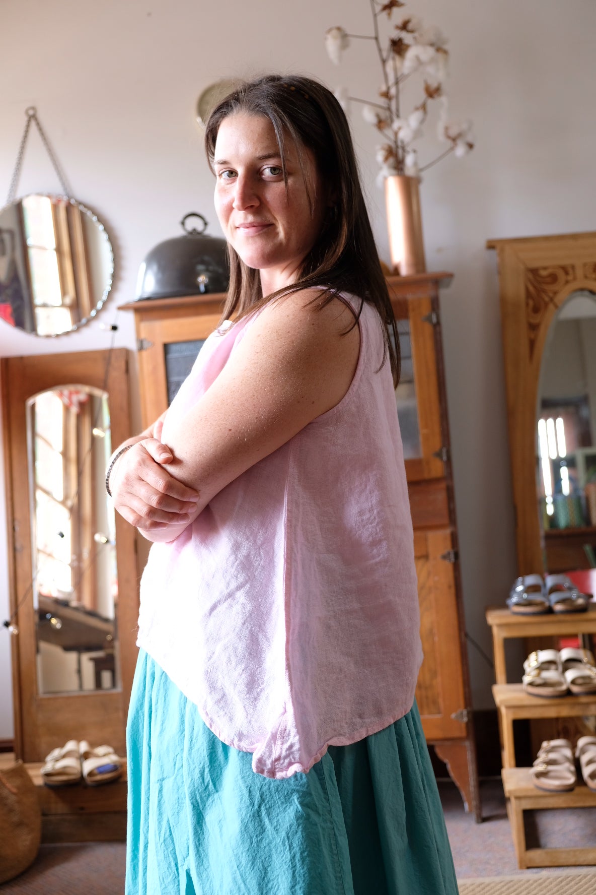 Taji Top - Linen - Pink