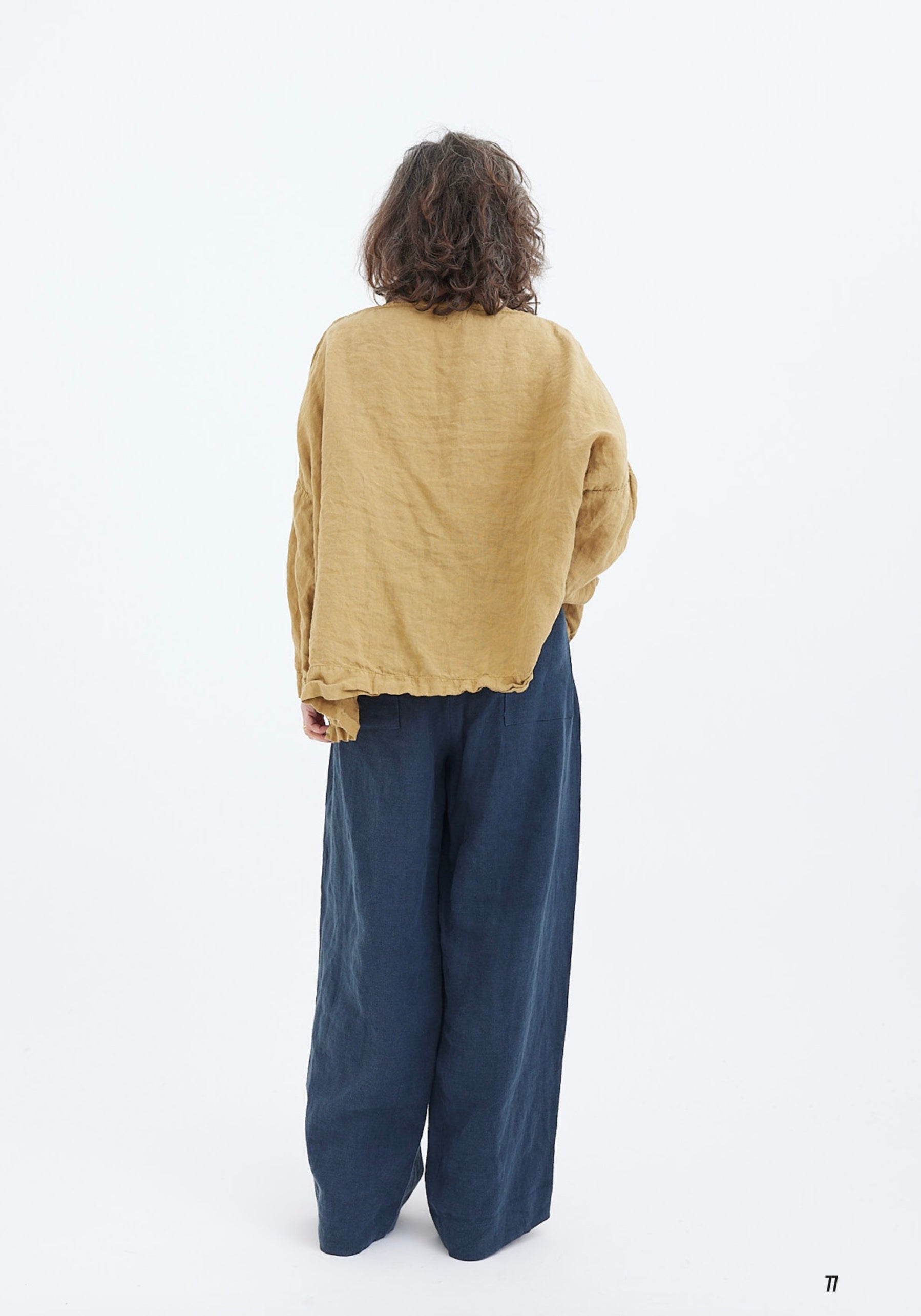 Helen Pant mid weight linen - Navy