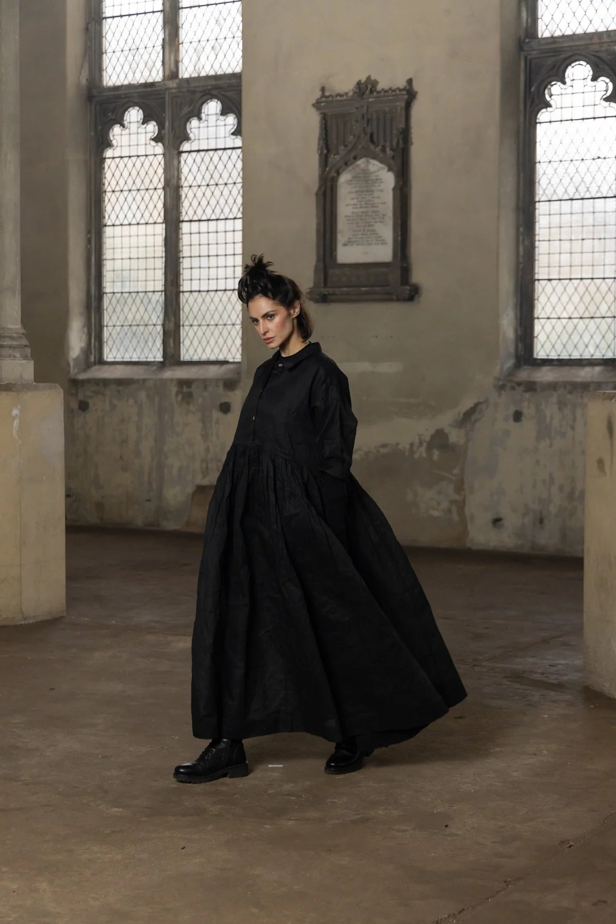 Edith Dress - Cotton Organdy - BLACK