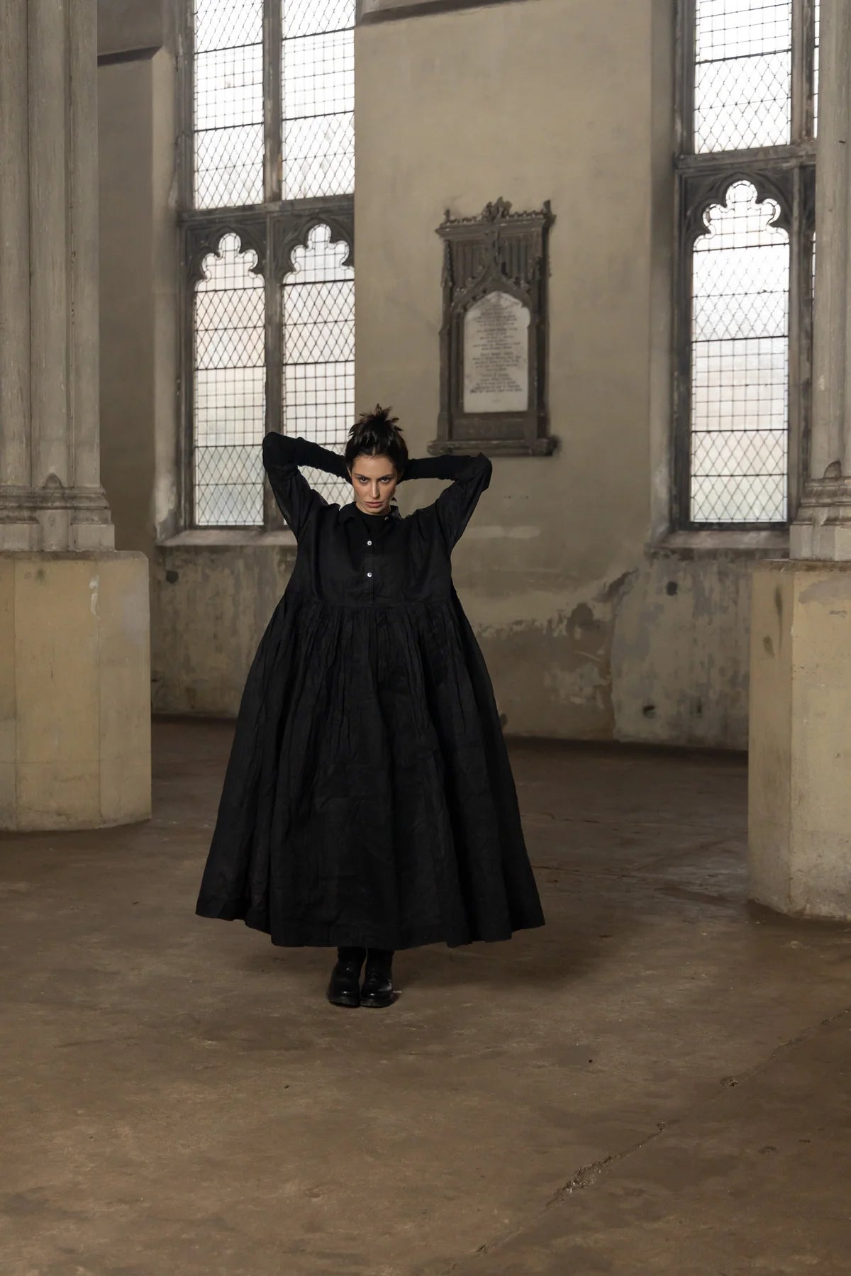 Edith Dress - Cotton Organdy - BLACK