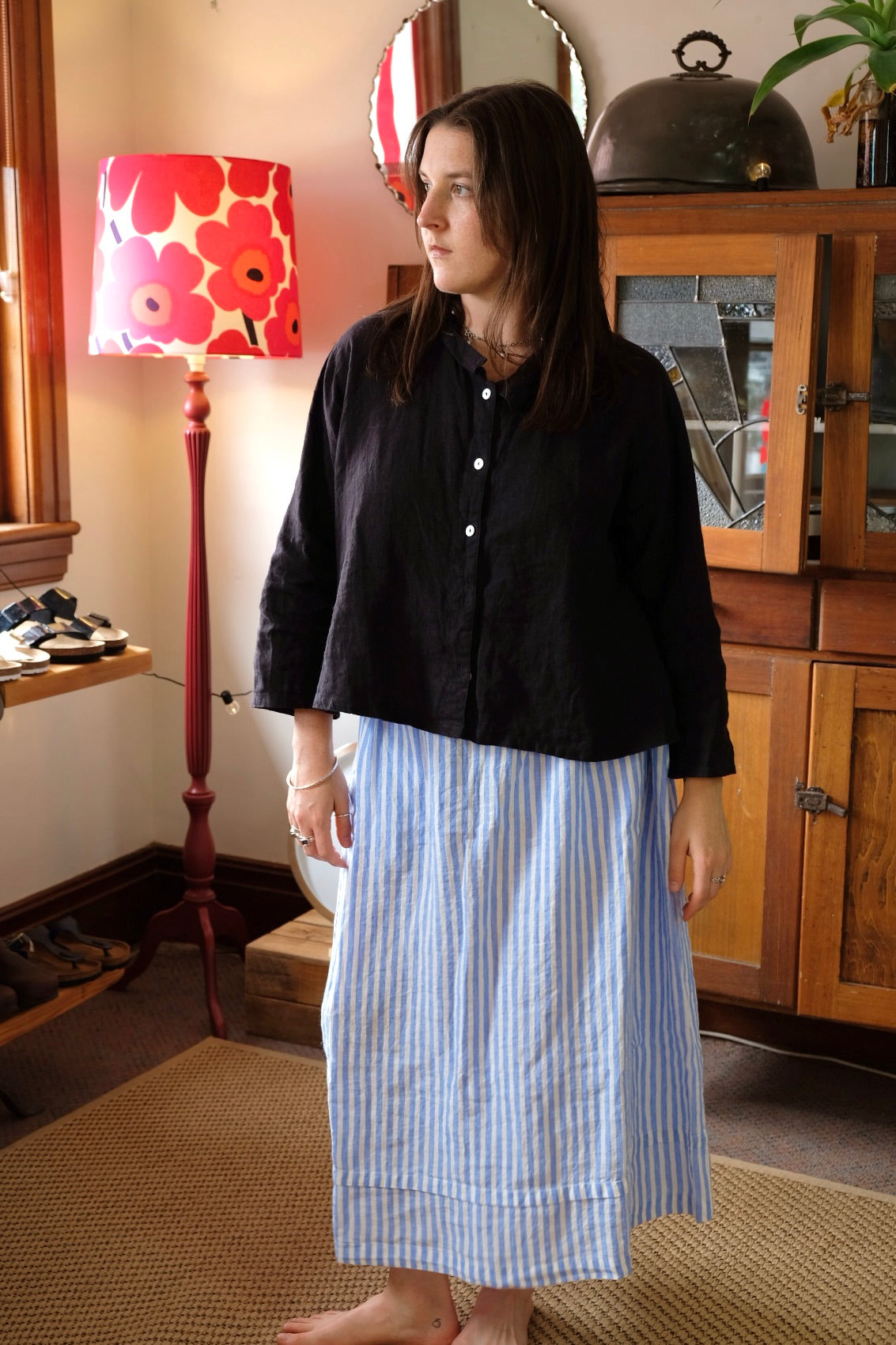 Eden Skirt - Lightweight Linen - Sea Side Stripe