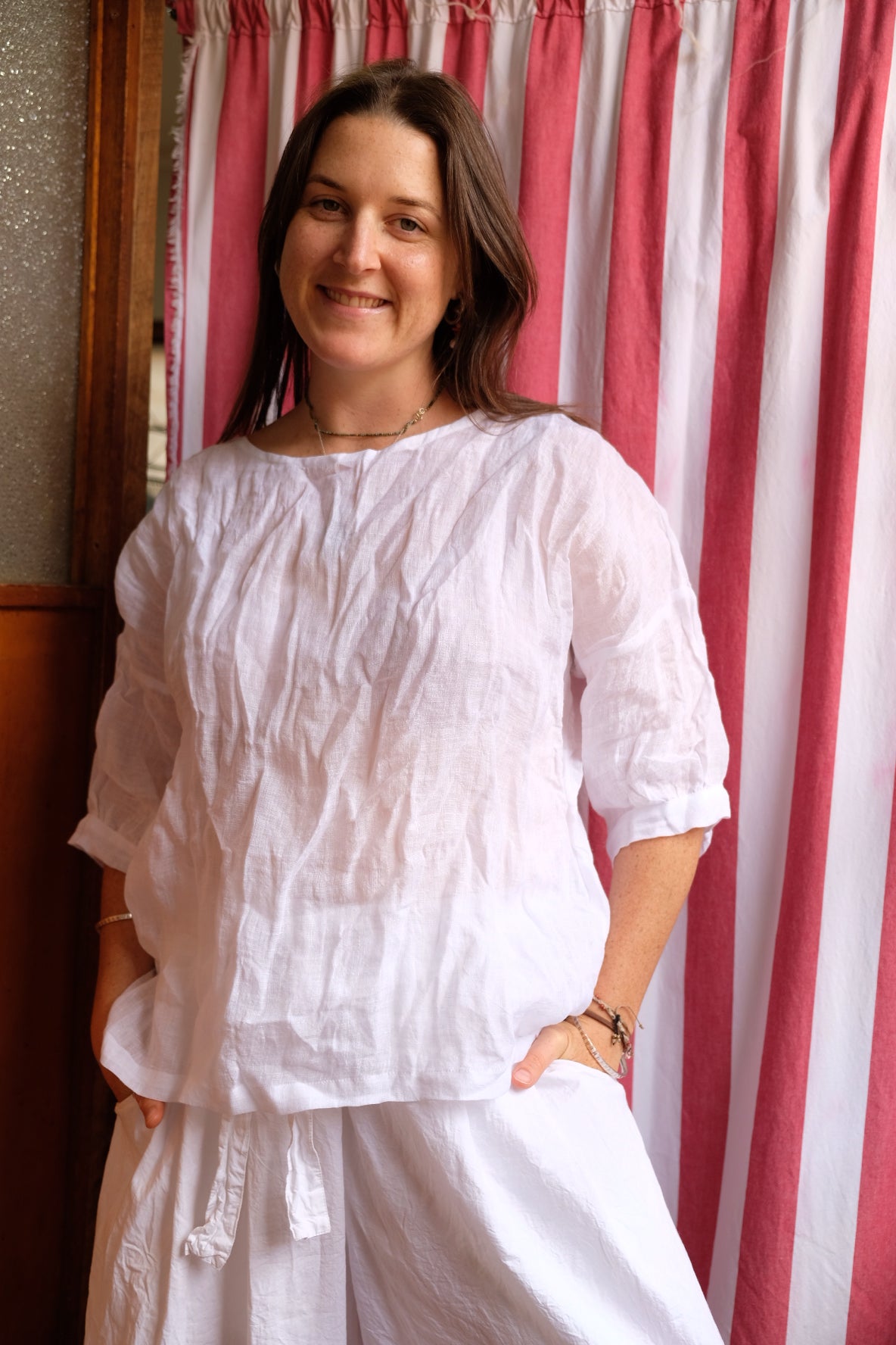 Jane top - white gauze linen