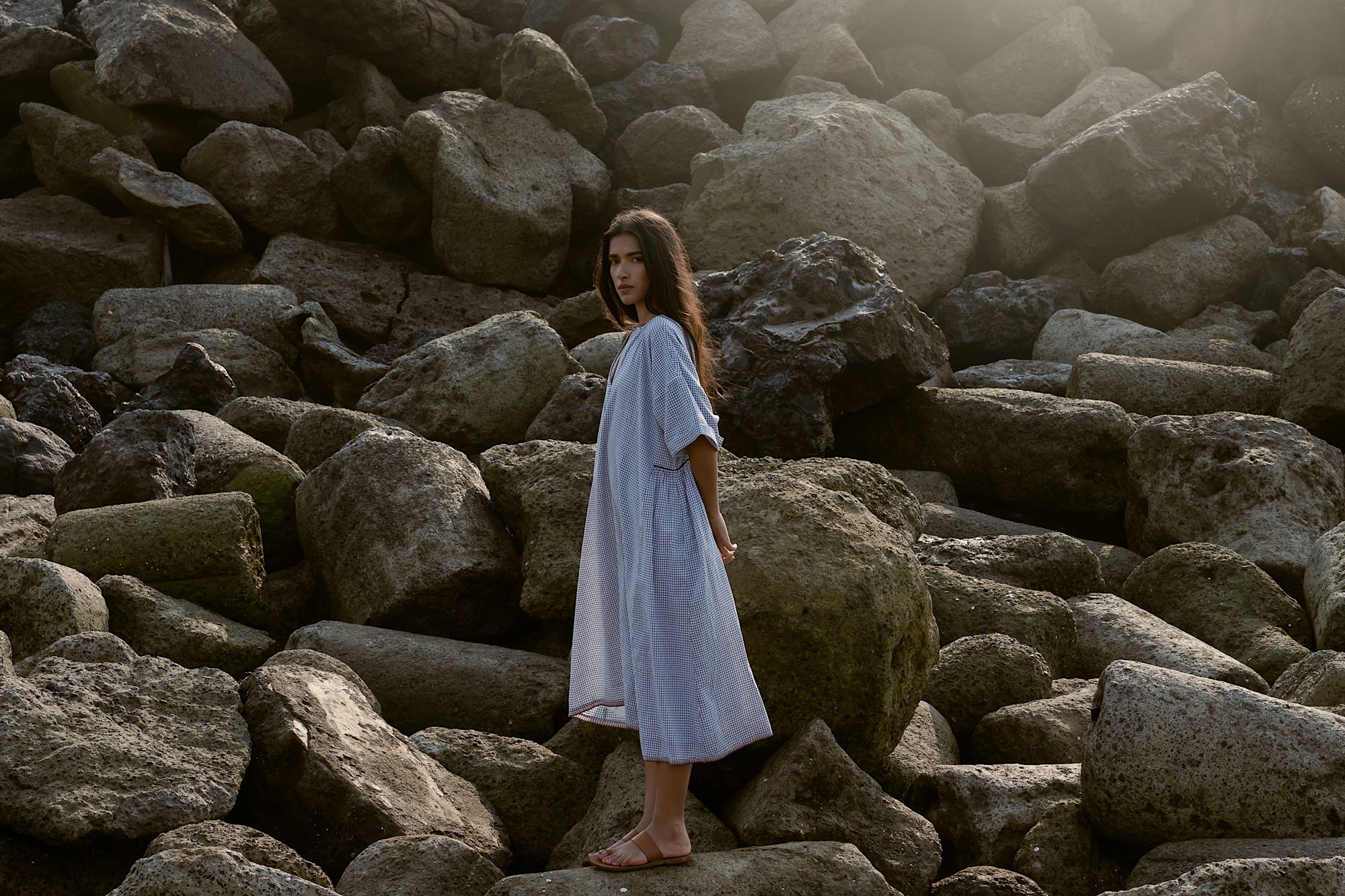 Osaka Dress - Navy Check