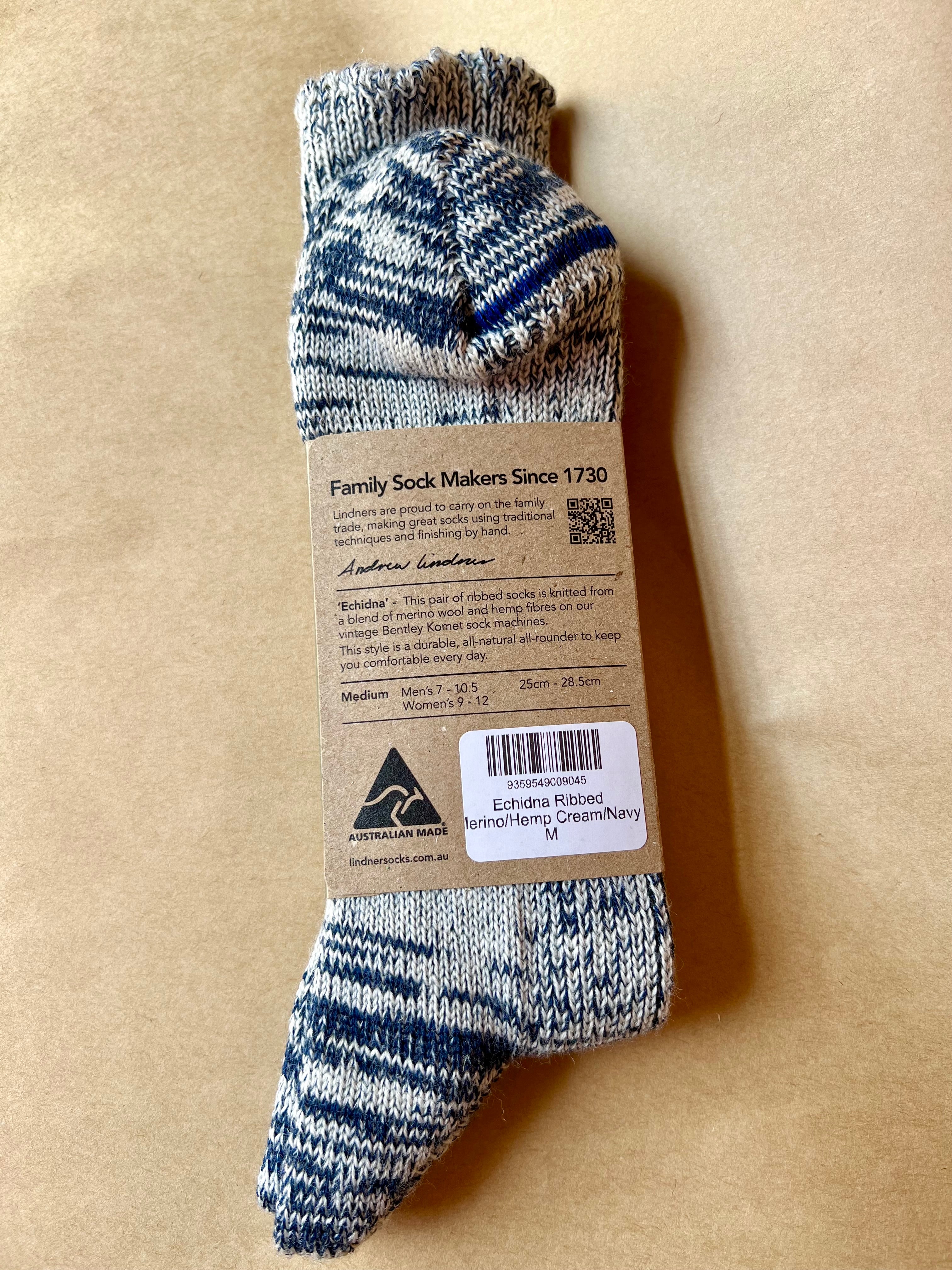 Echidna Ribbed Merino/Hemp - Cream/Navy