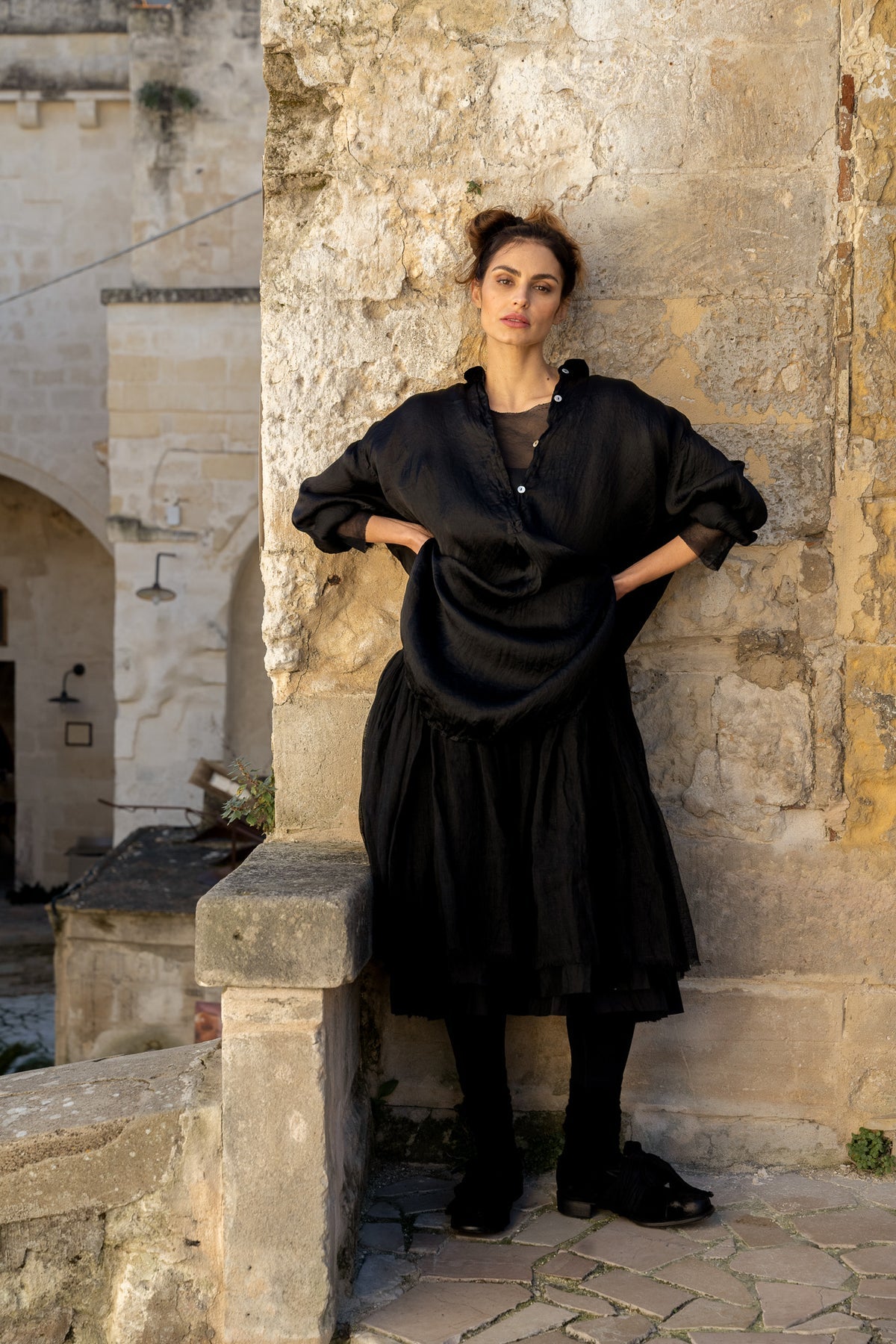 Harper SHIRT - SILK SATIN ORGANZA Black