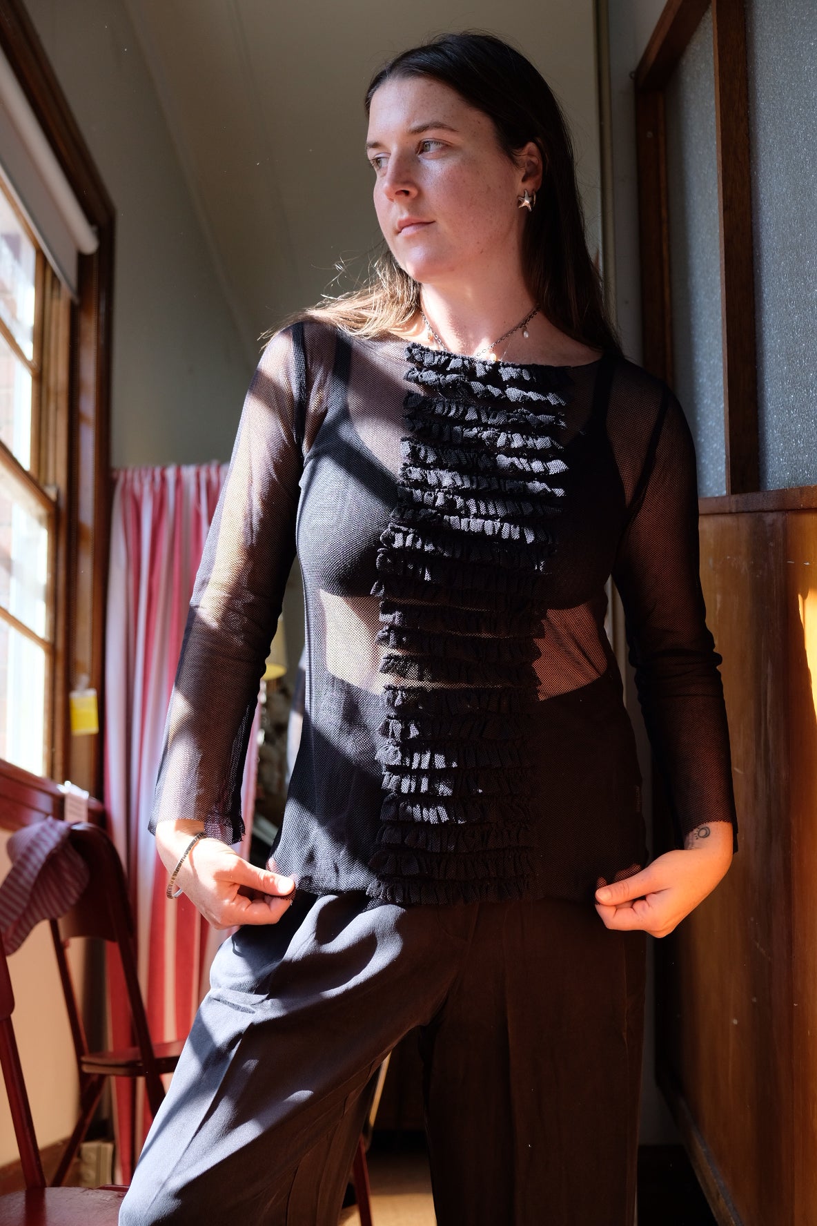Rowena Top - Cotton Mesh Black
