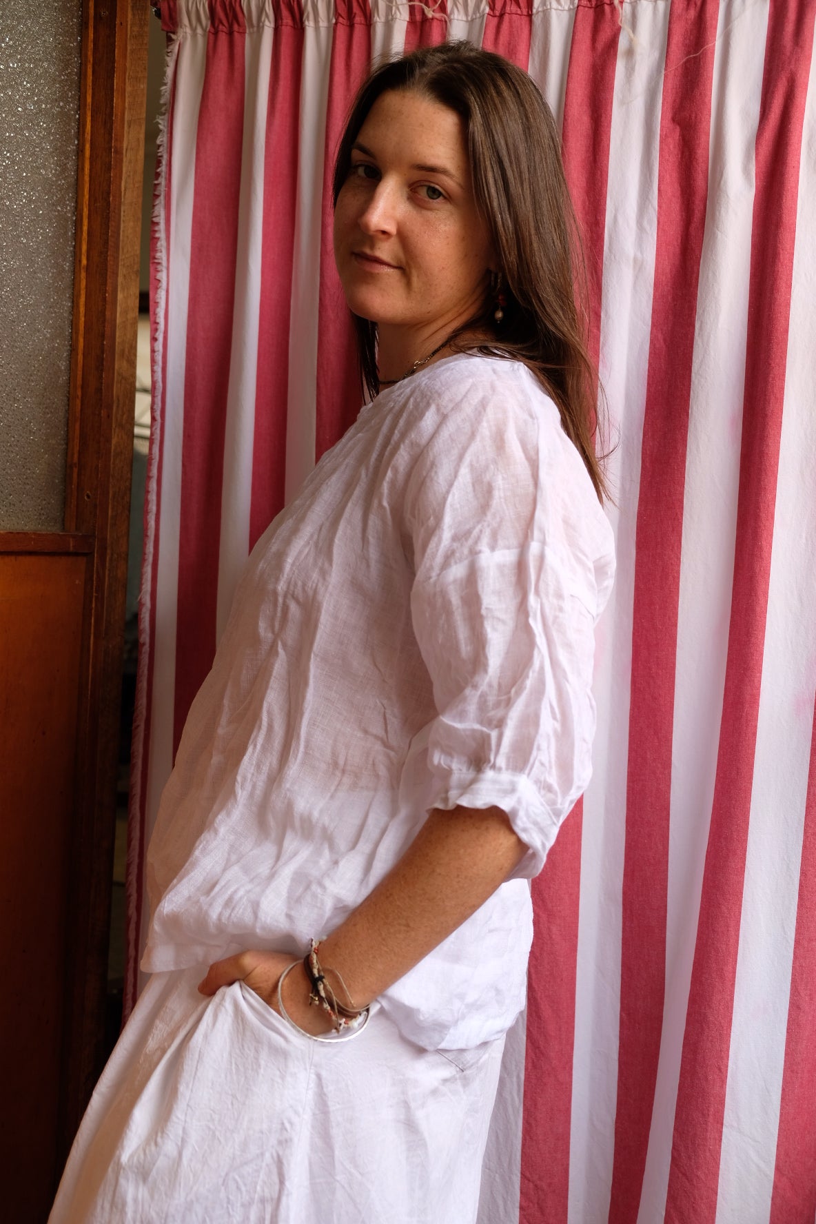 Jane top - white gauze linen