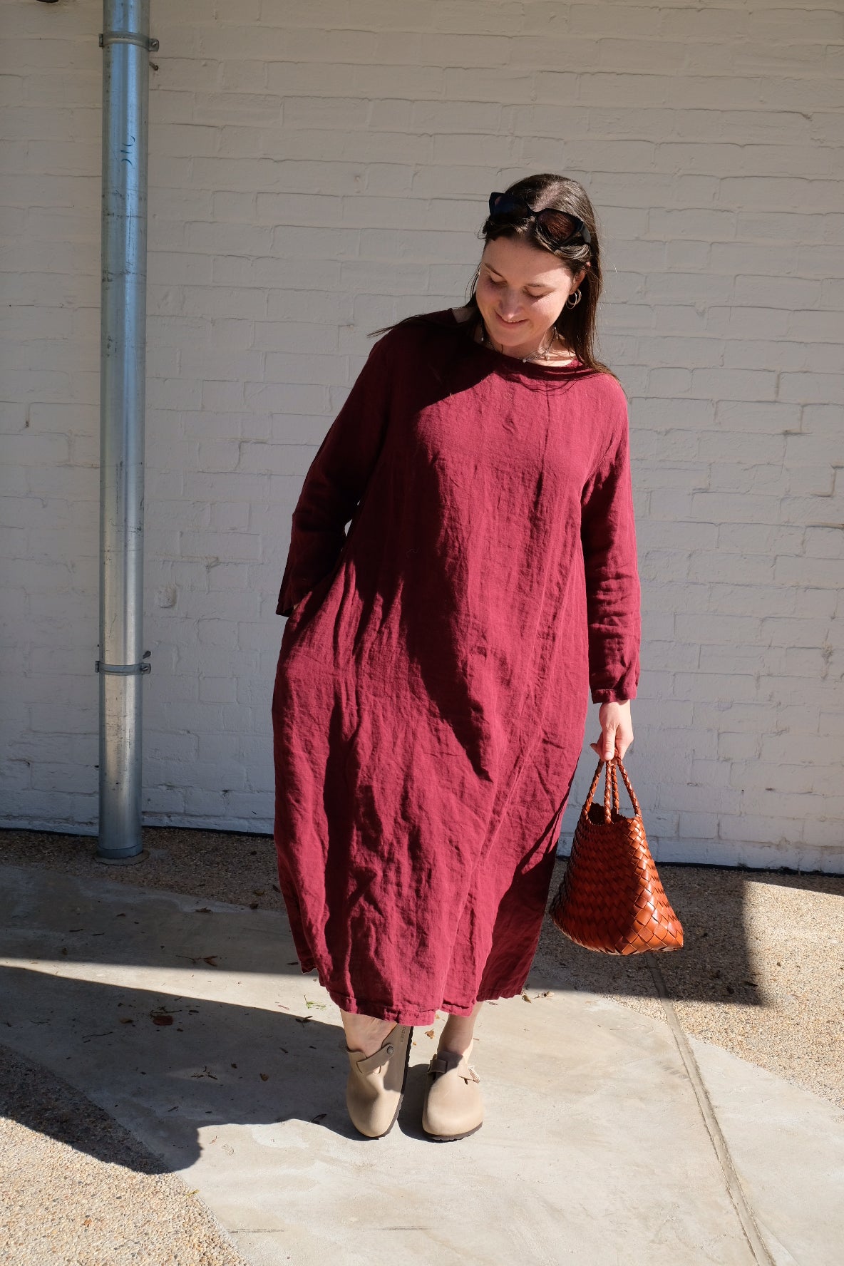 Elodie Dress - Red Linen