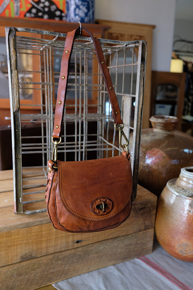 Dalia bag with threading - cognac