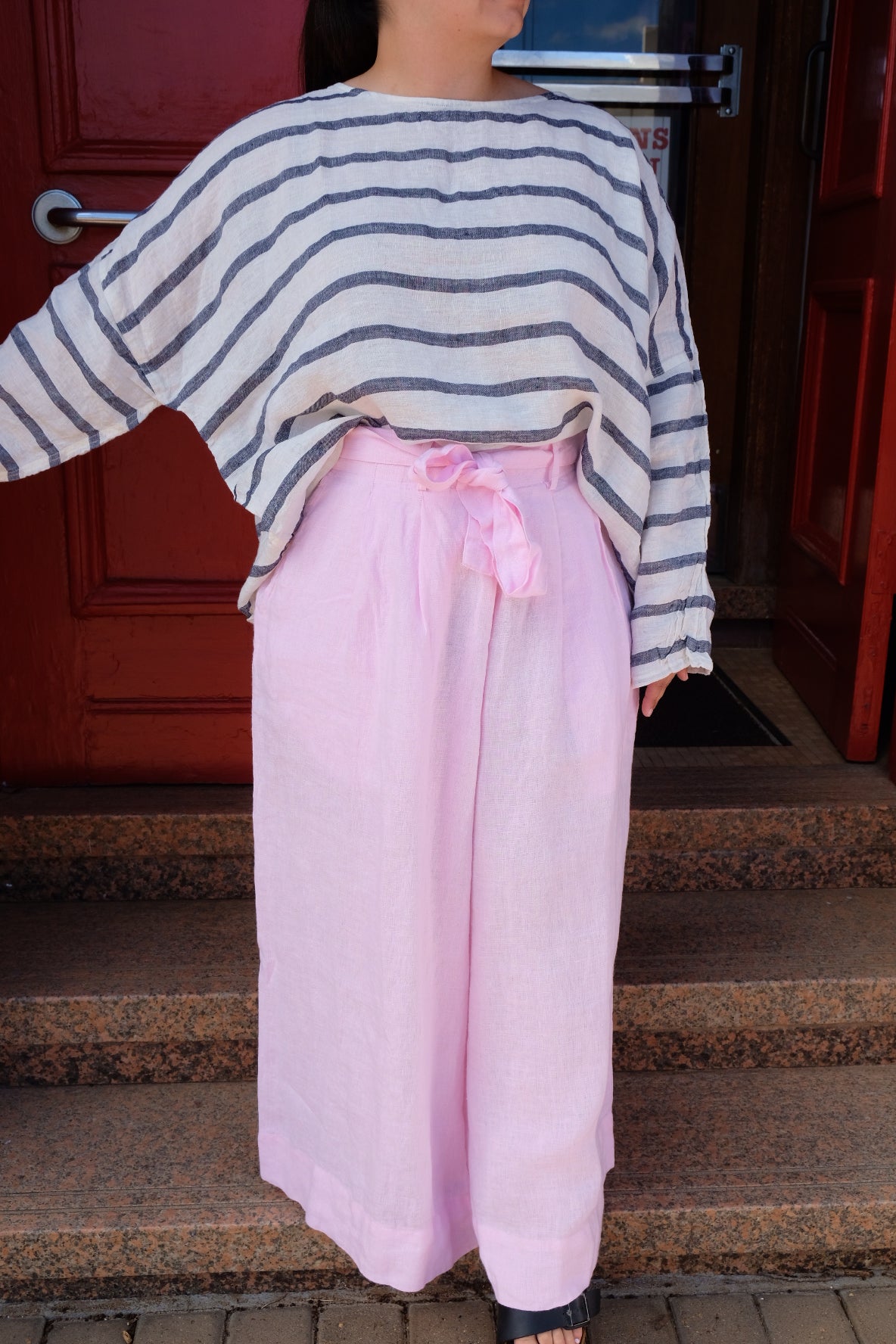 Saba Top - Linen - Nautical Stripe