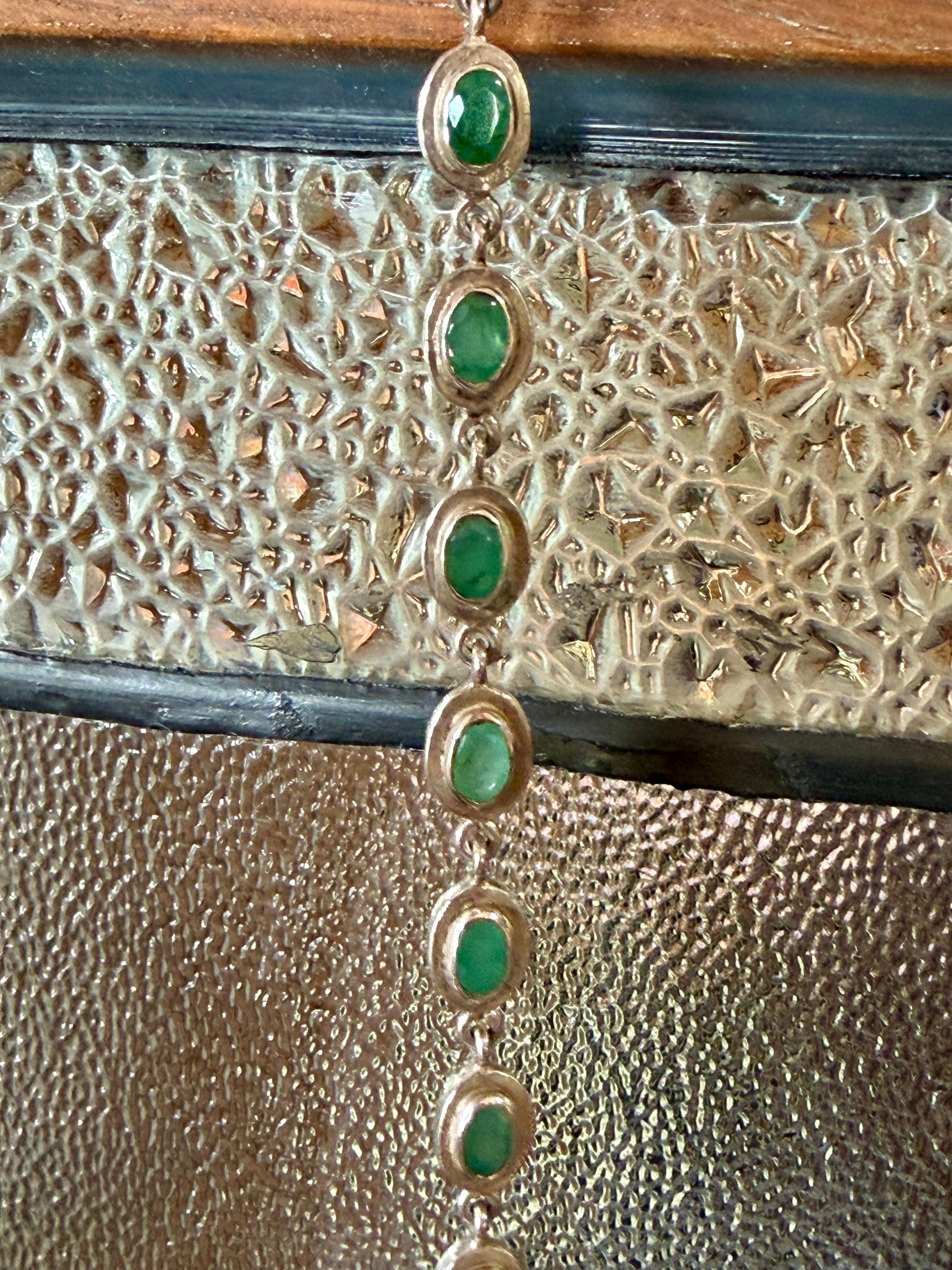 Emerald quartz and silver bracelet