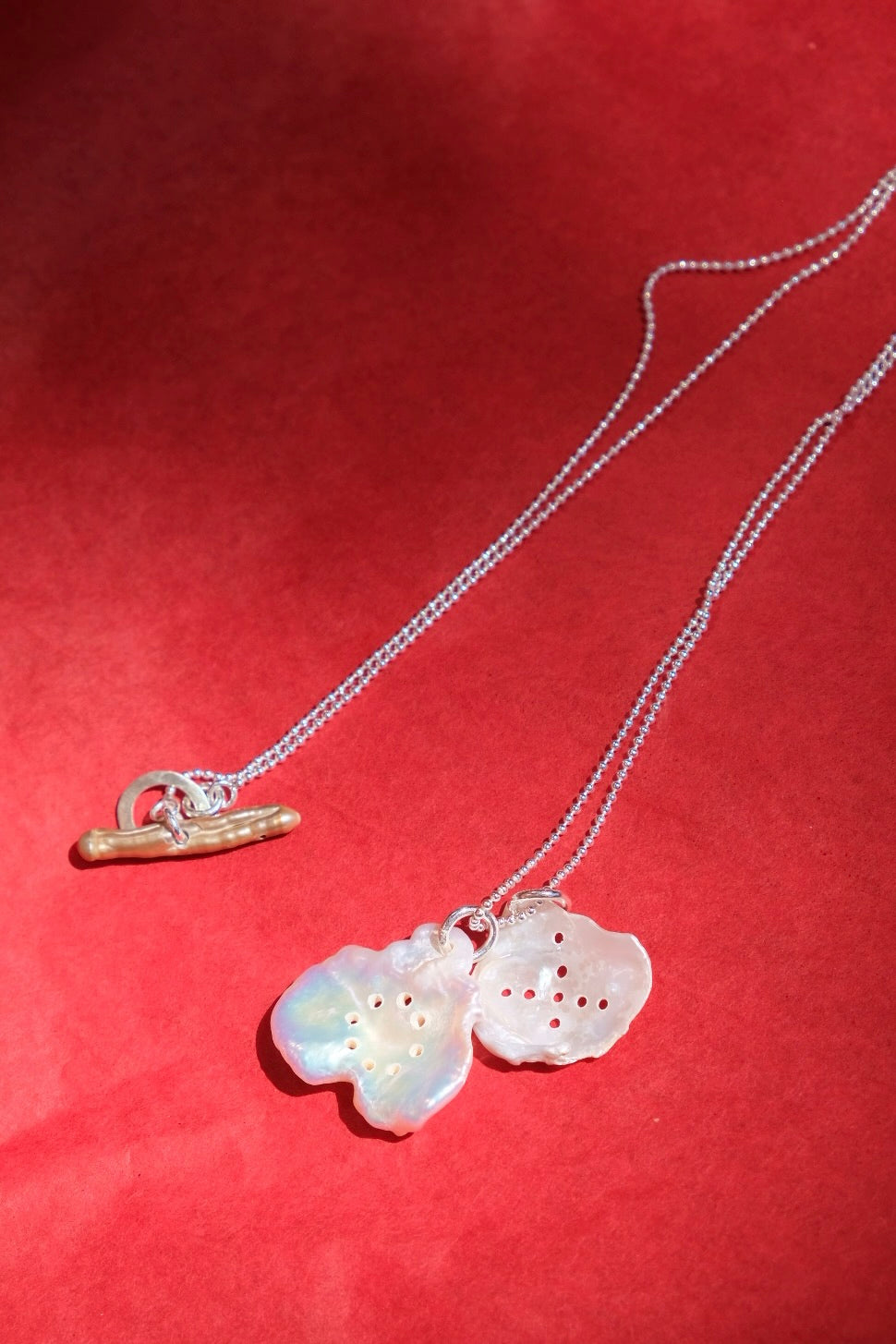 XO necklace sterling silver and keshi pearls