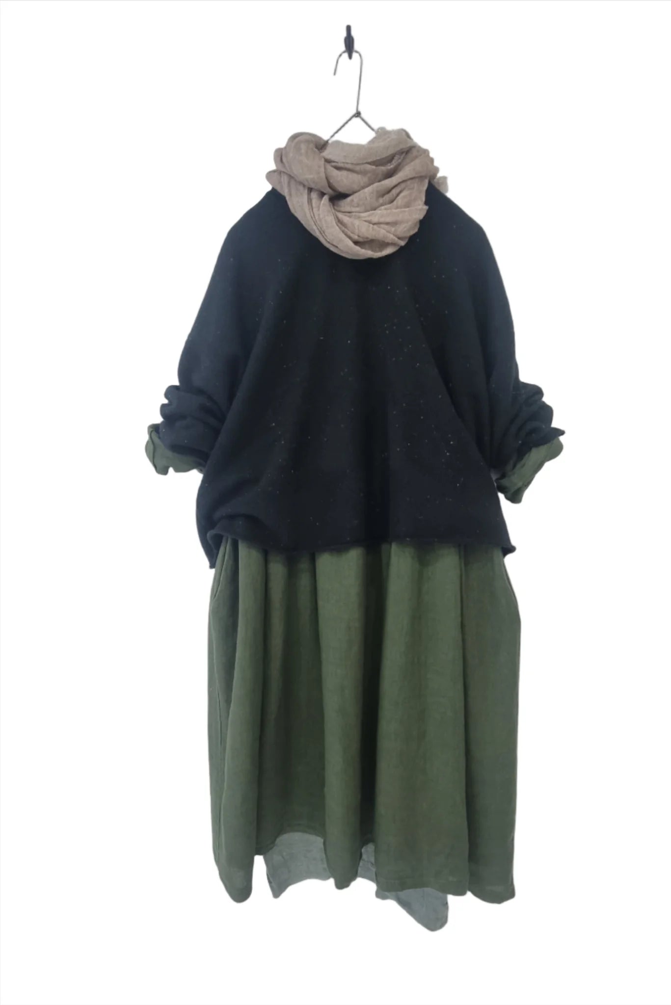 Lambswool Jumper - Green Melange