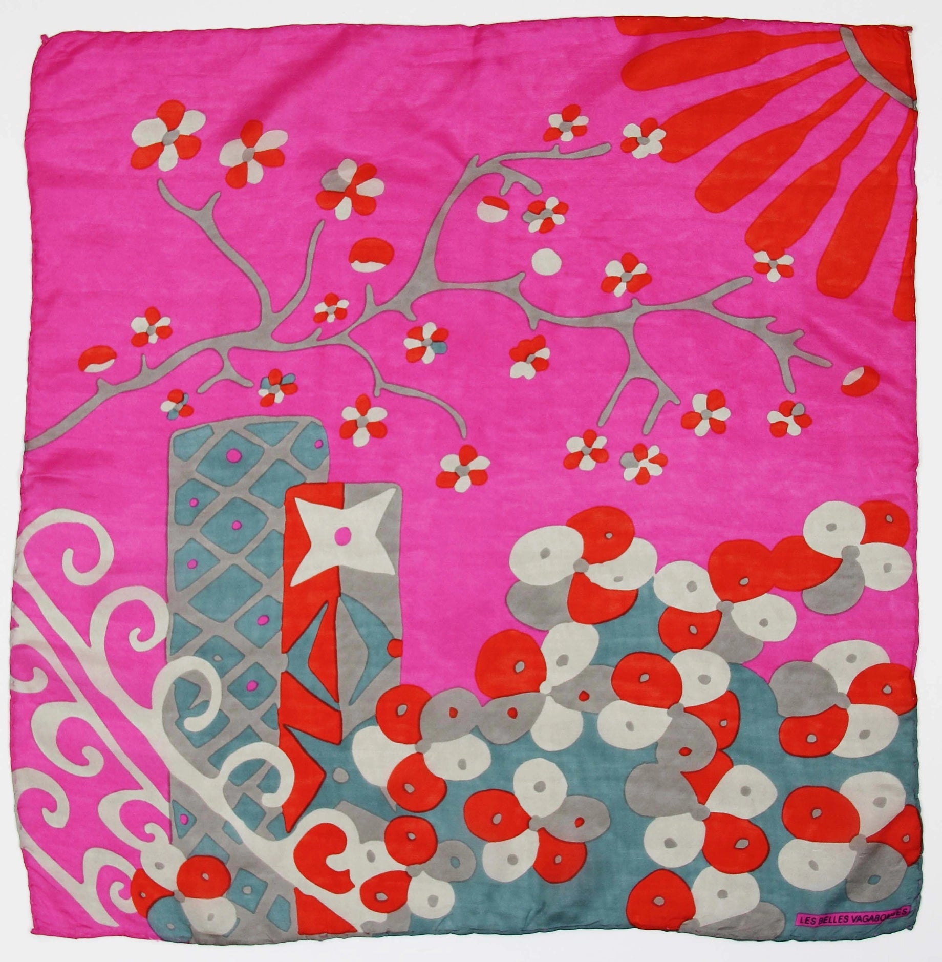 Silk scarf - Mini Sakura Fuchsia