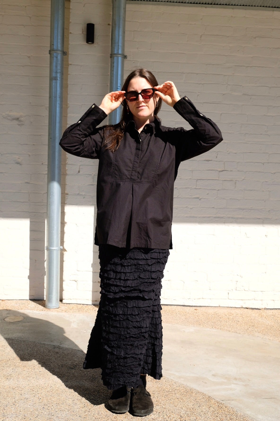 Winifred Shirt - Cotton Poplin - Black