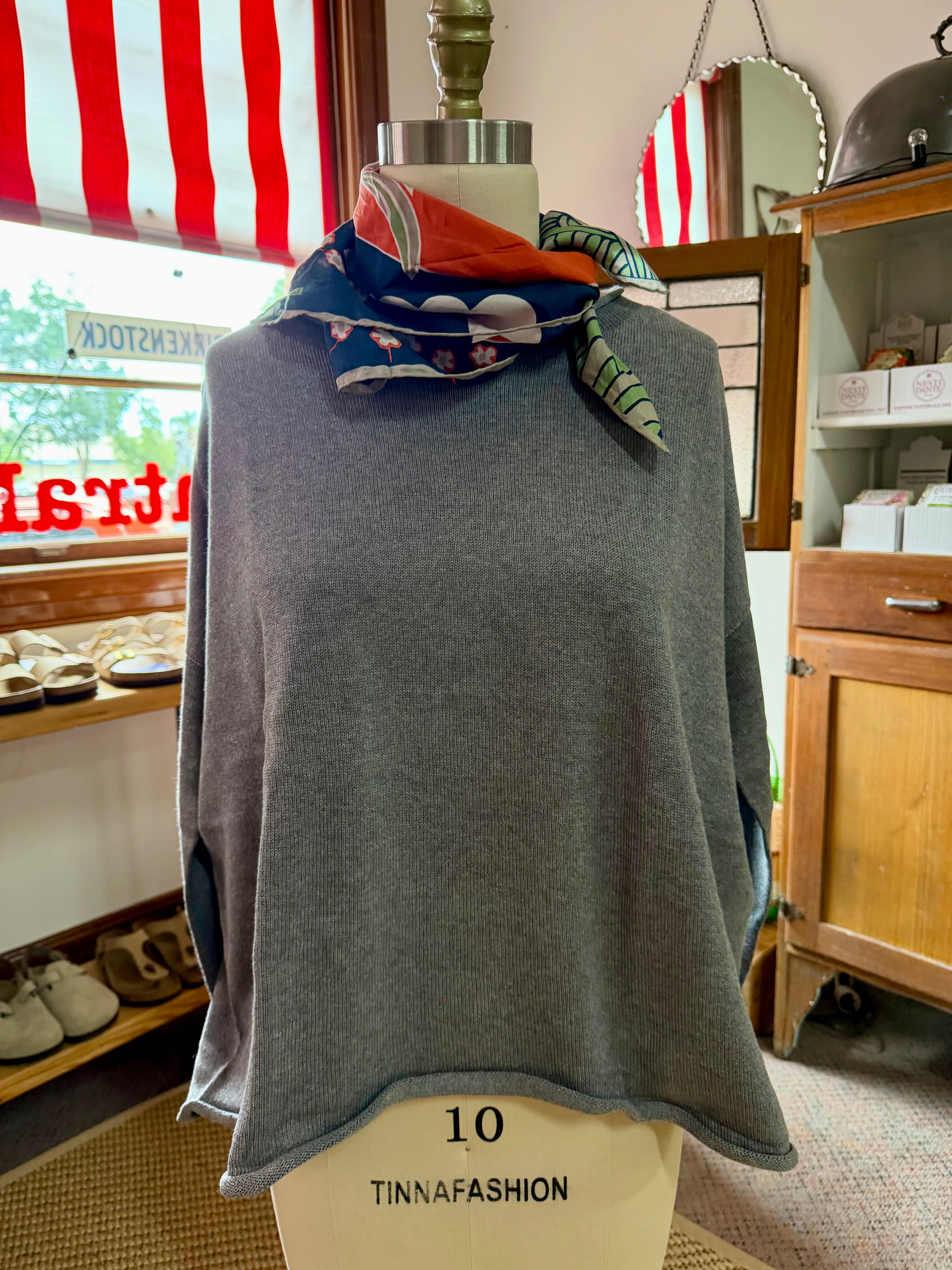 organic cotton curled edge knit - grey