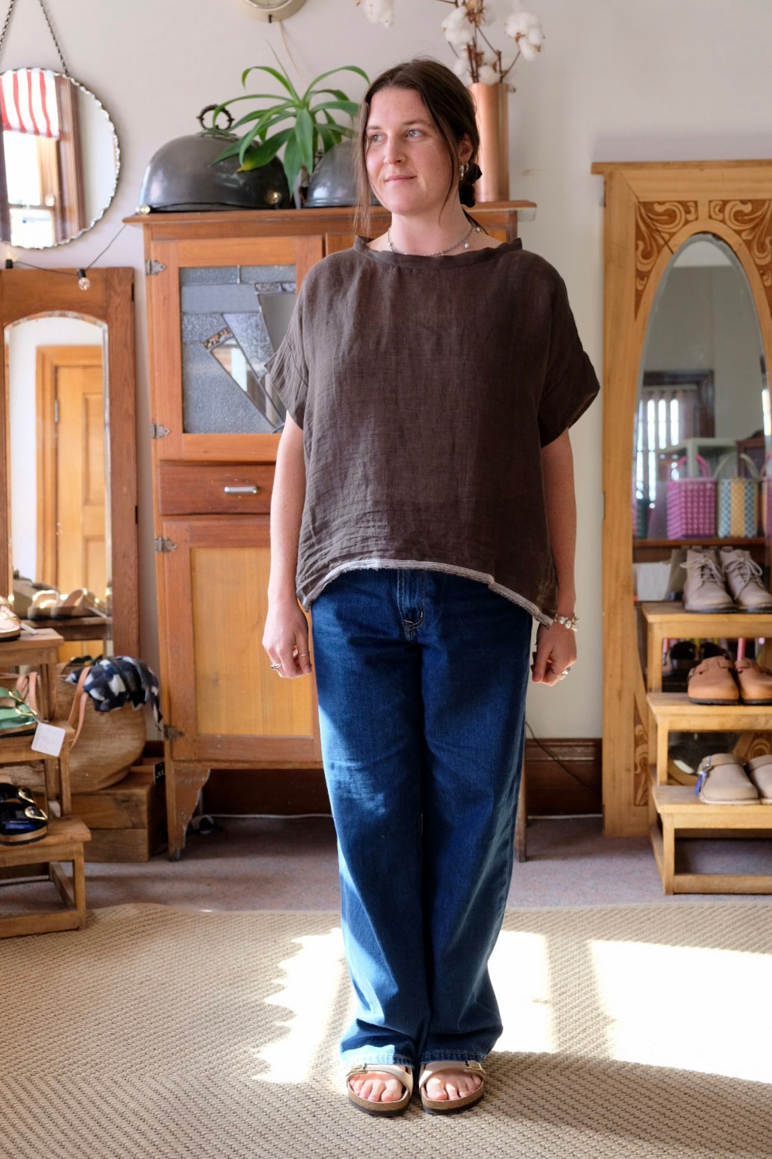 Gauze linen Tee - Khaki