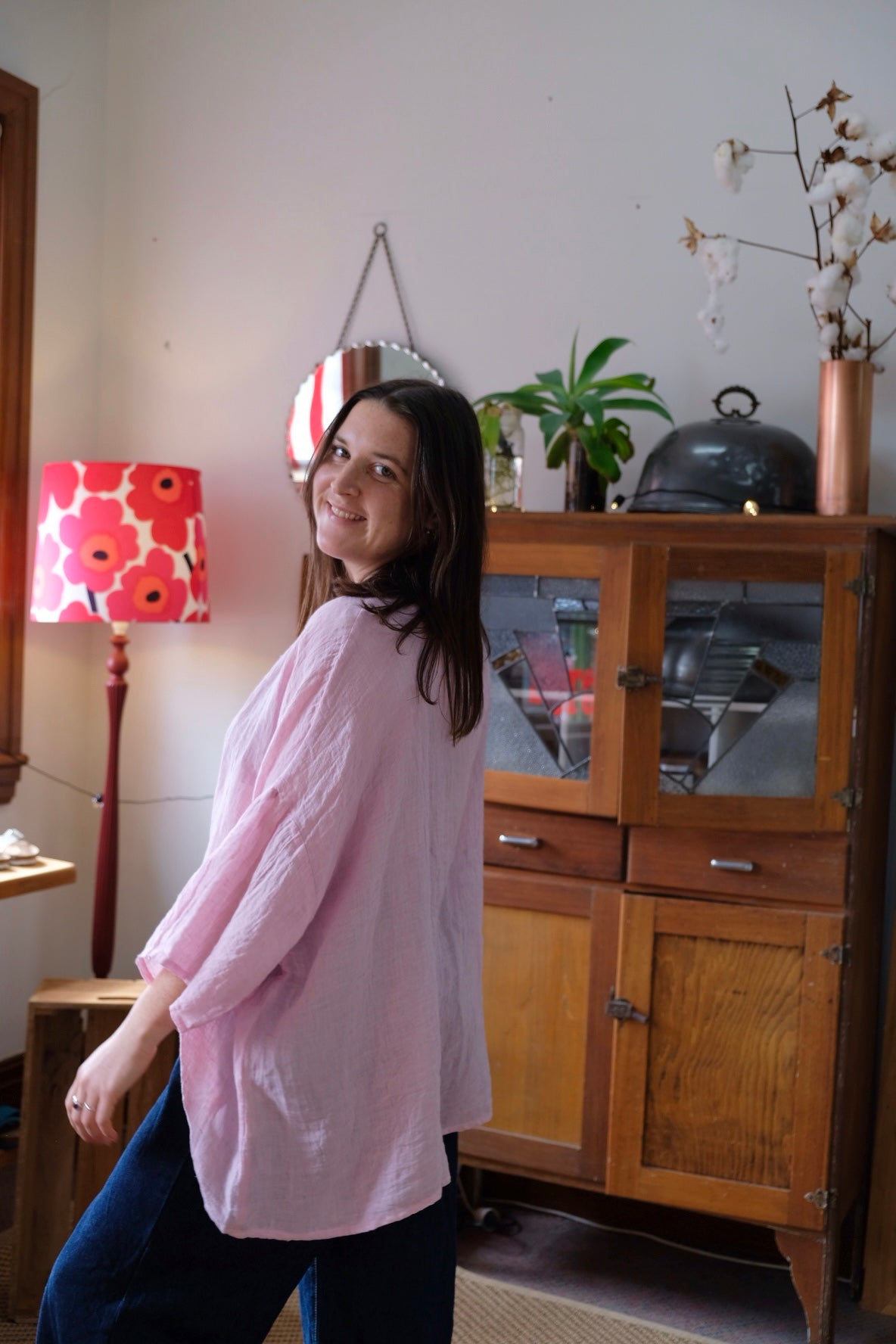 Clara Oversized Linen Gauze Tee - Waterlily