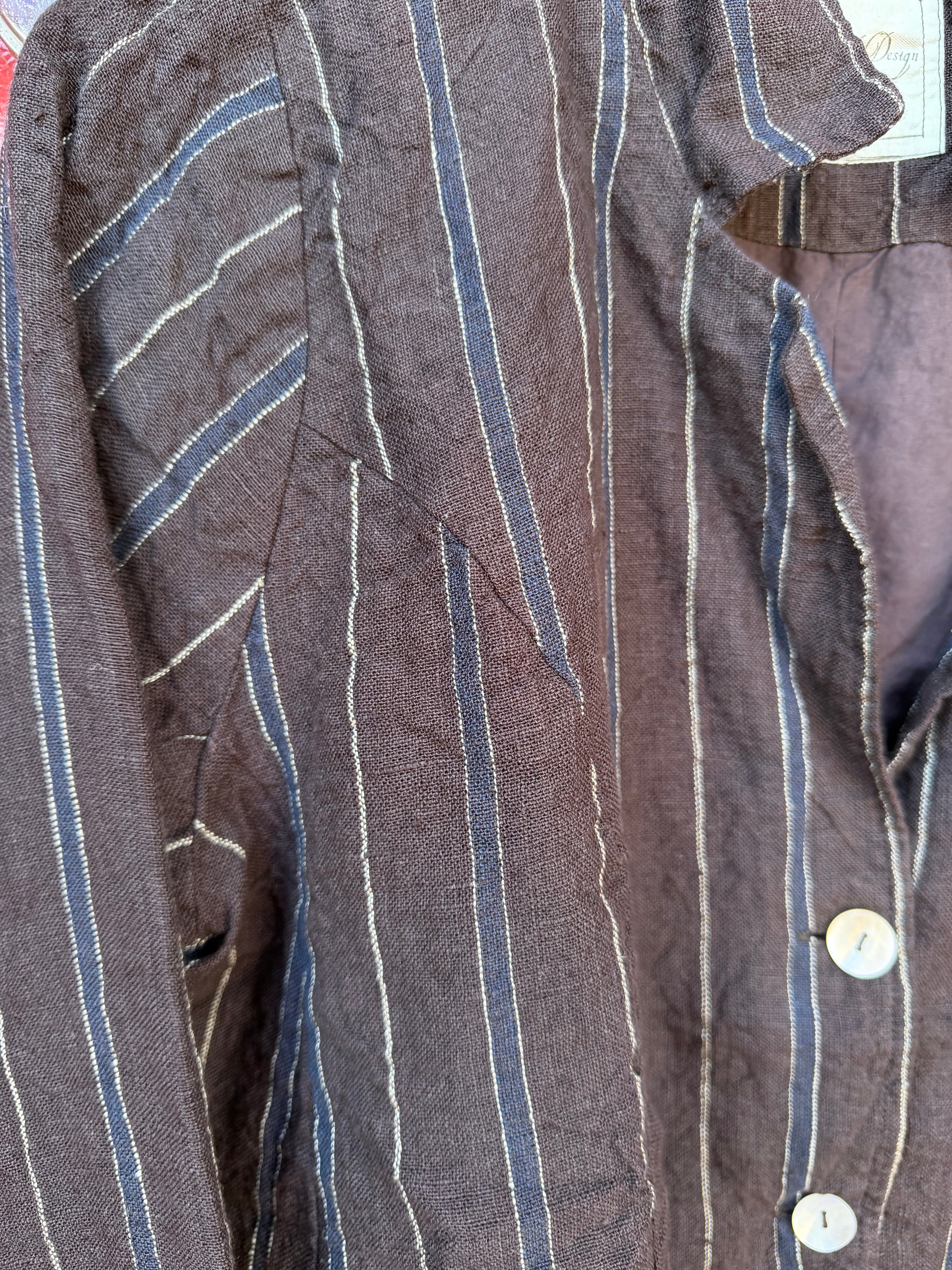 Baridi Jacket - Linen - brown stripe