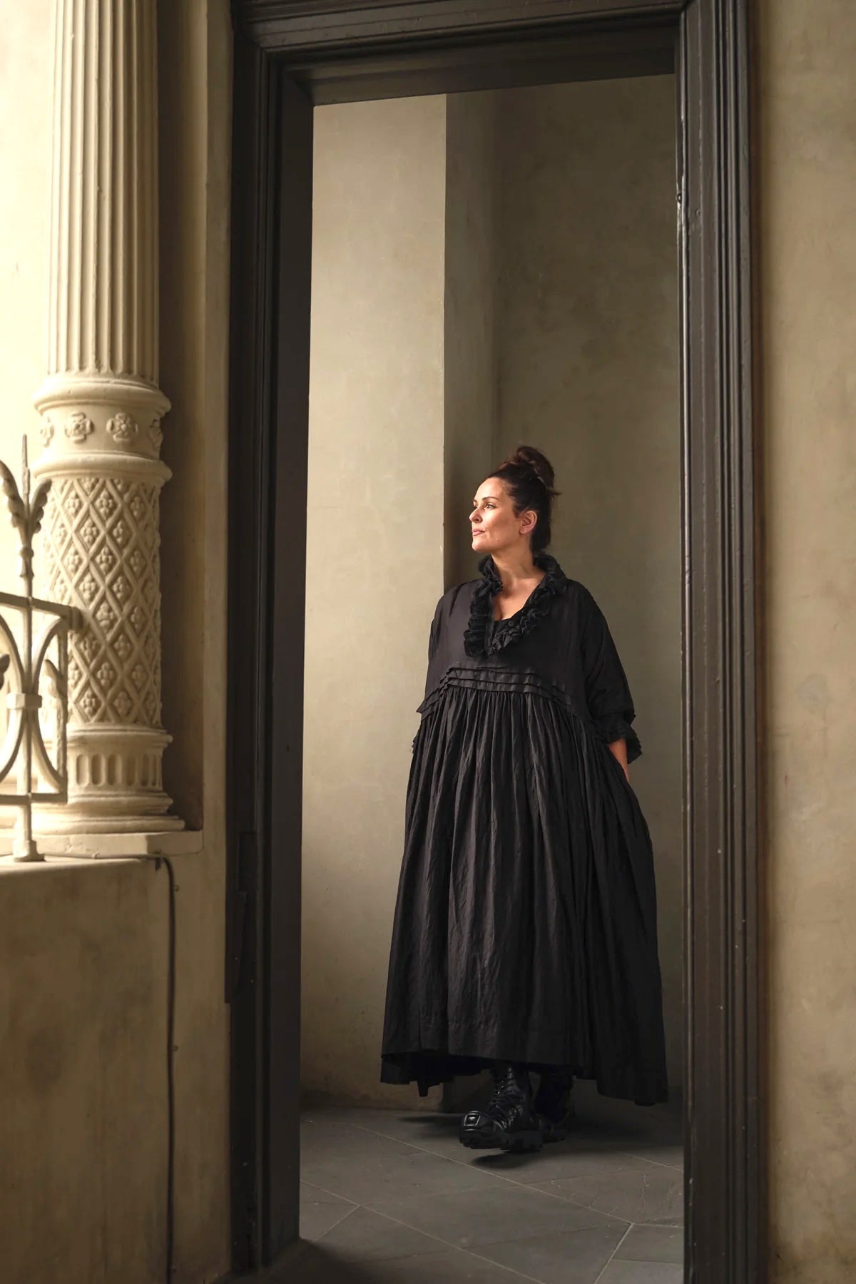 ODILE DRESS - SILK COTTON black