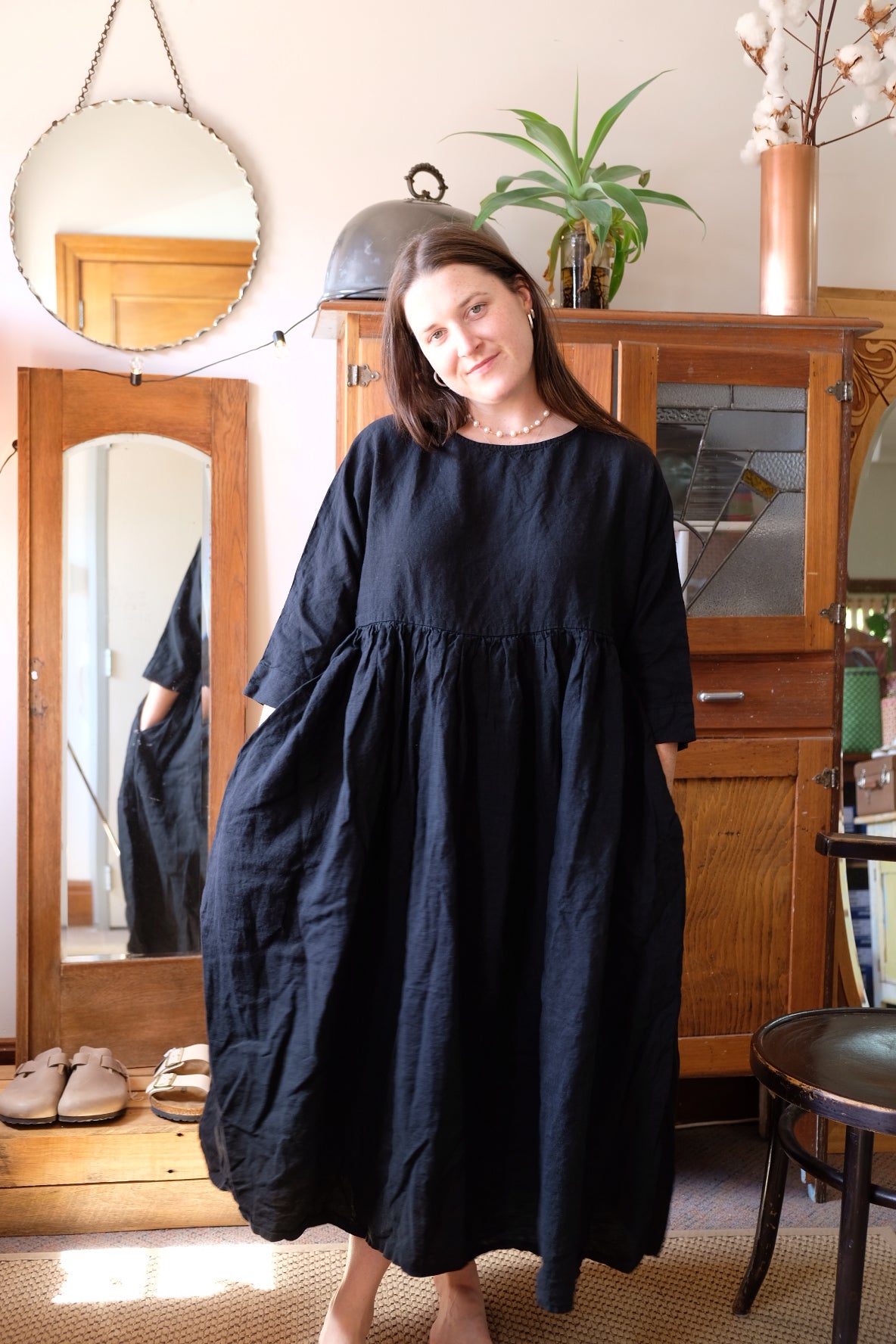 Picnic Dress Linen - Black