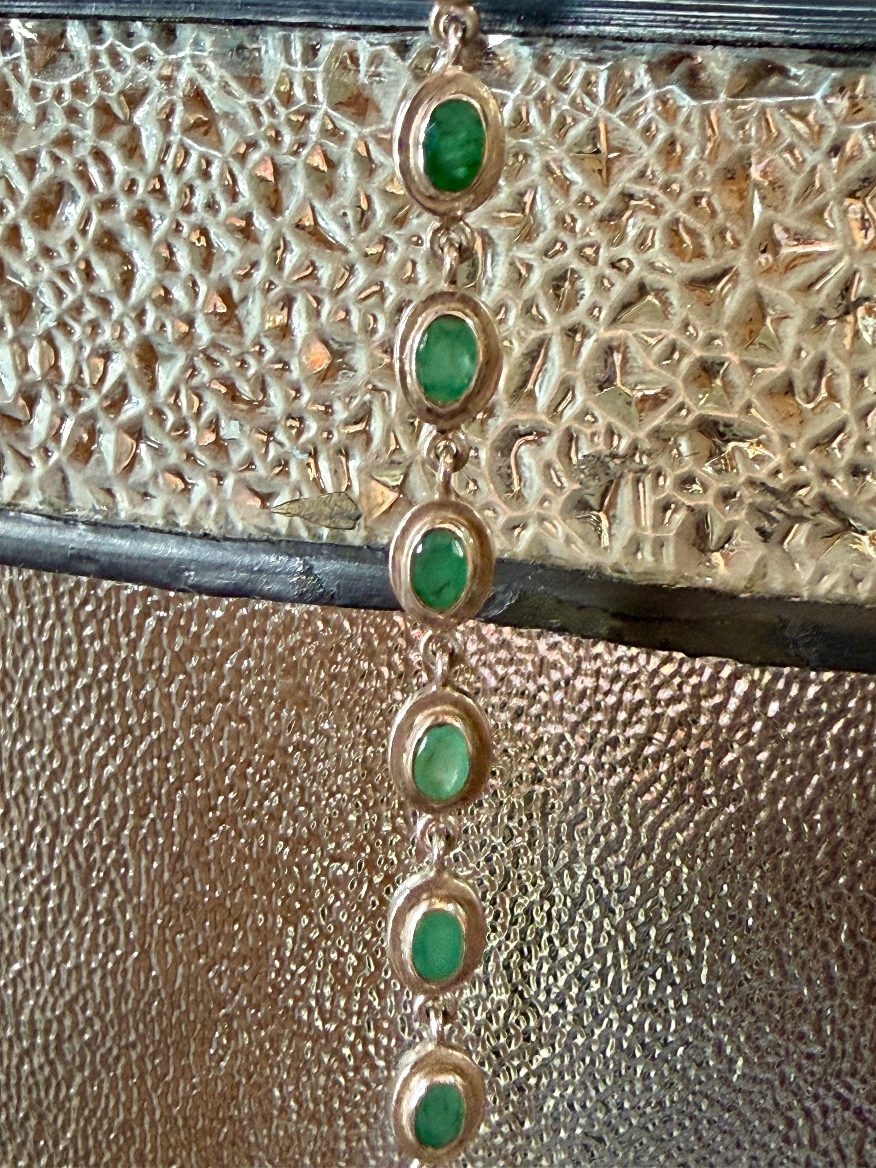 Emerald quartz and silver bracelet
