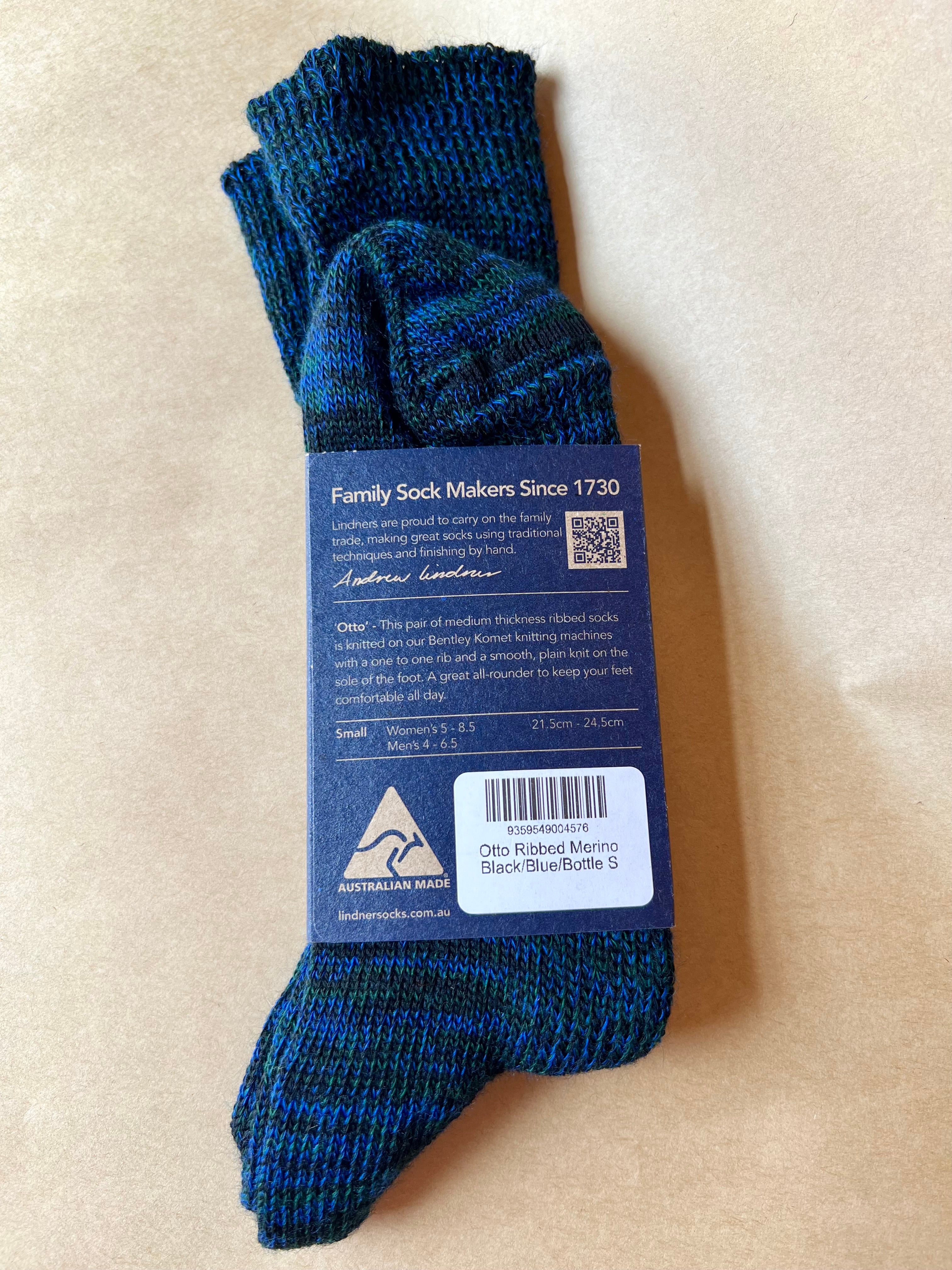 Otto Ribbed Merino - Black/Blue/Bottle