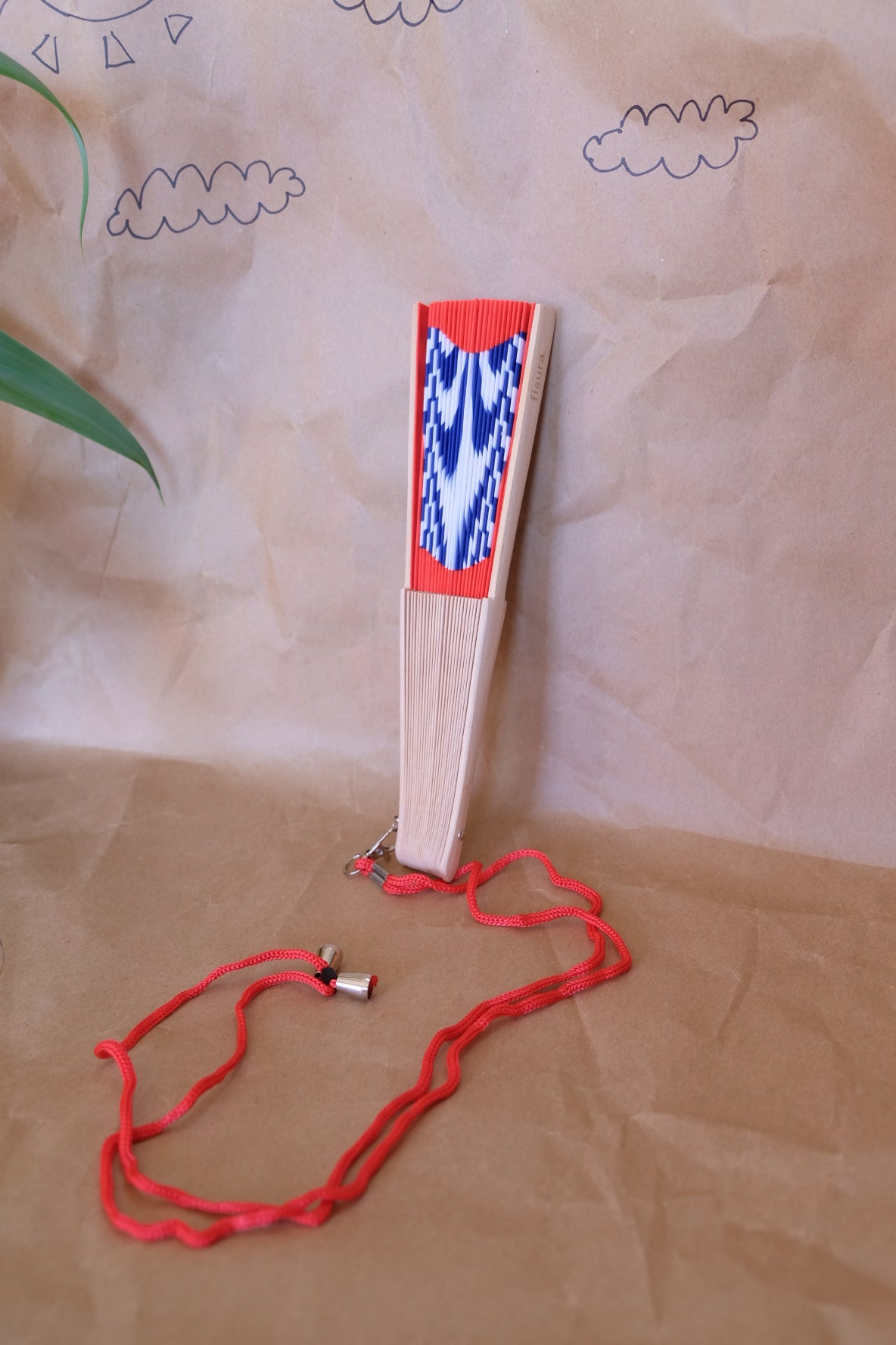 Folding Hand Fan - Red & Blue Stripes