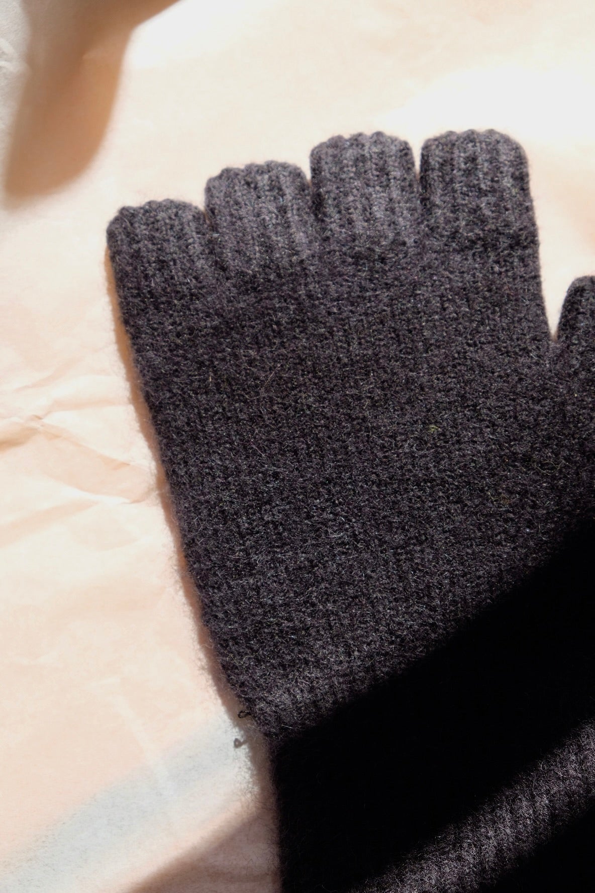 Angora/Lambswool Fingerless Gloves medium cuff - Black