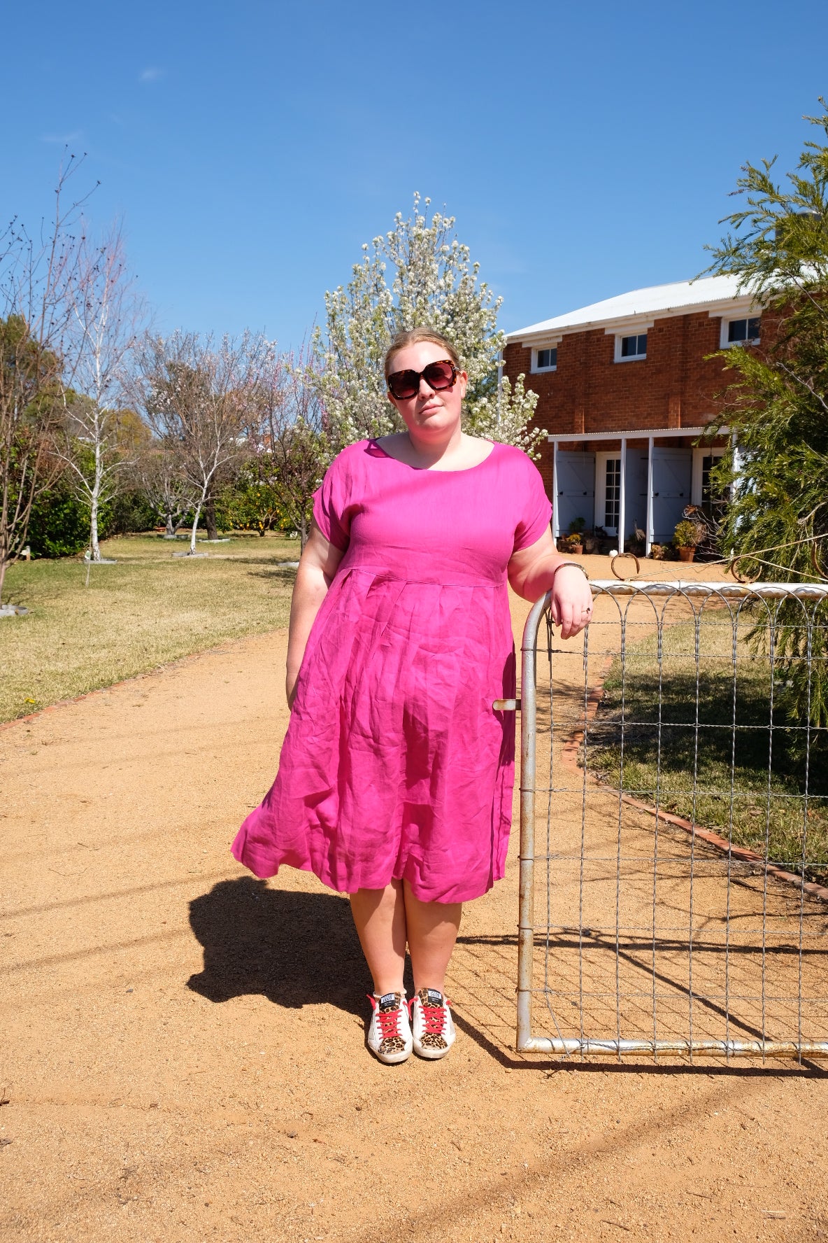 Sibella linen dress - Cerise