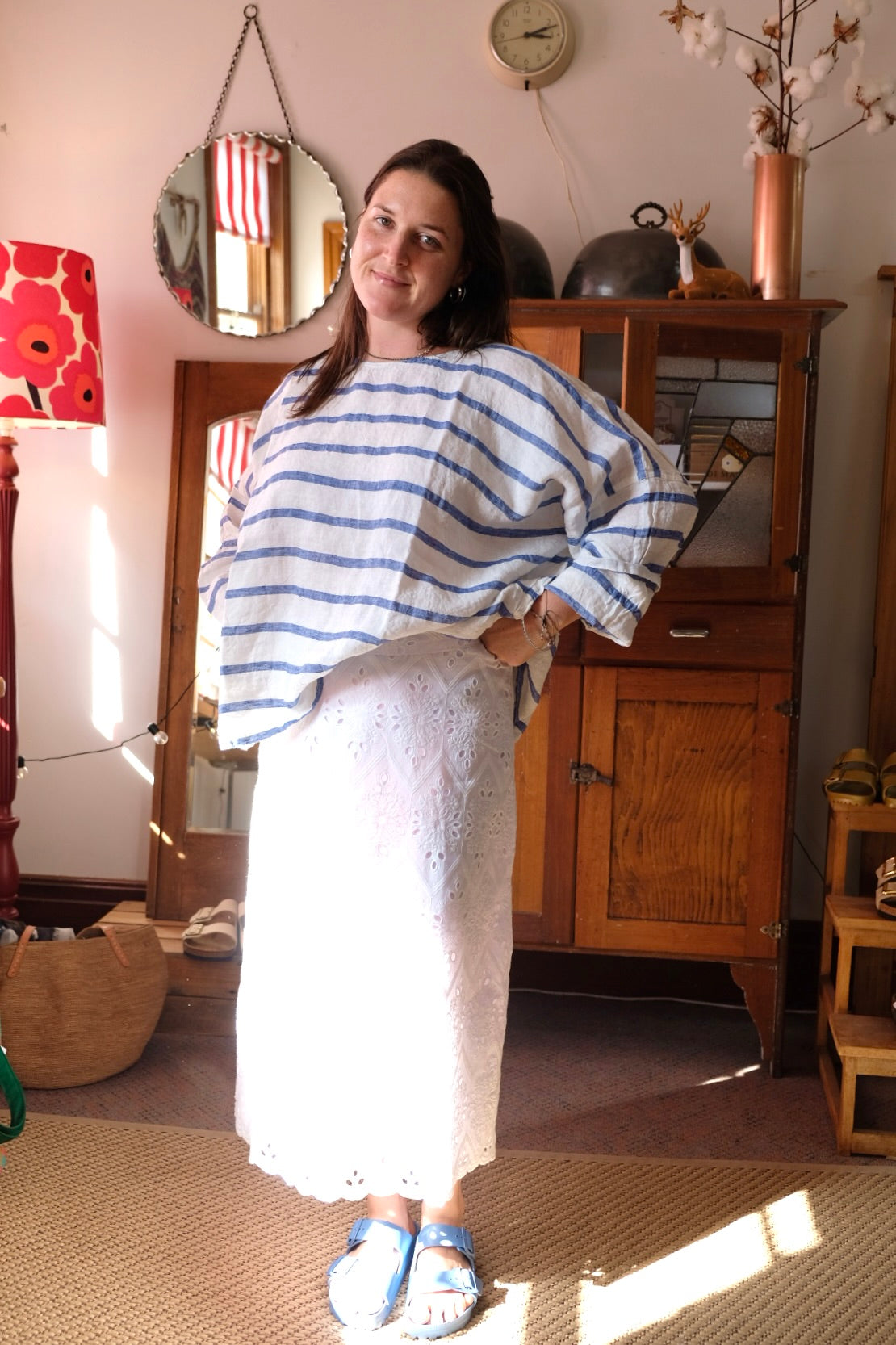 Saba Top - Linen - Nautical Stripe