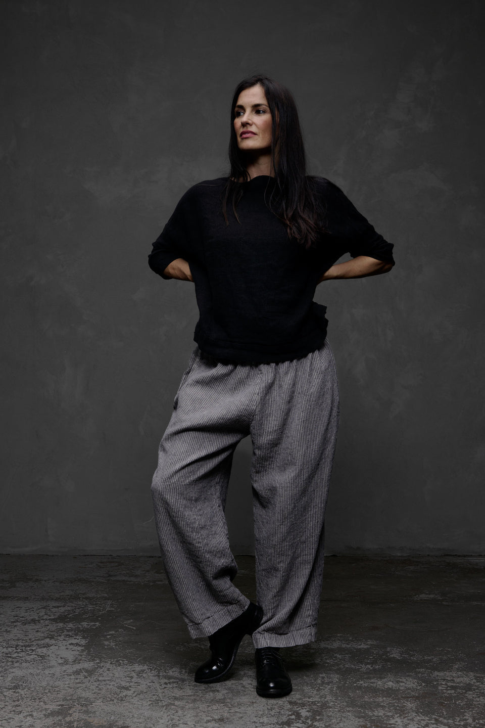 Sailor Boxy Top - Linen Black