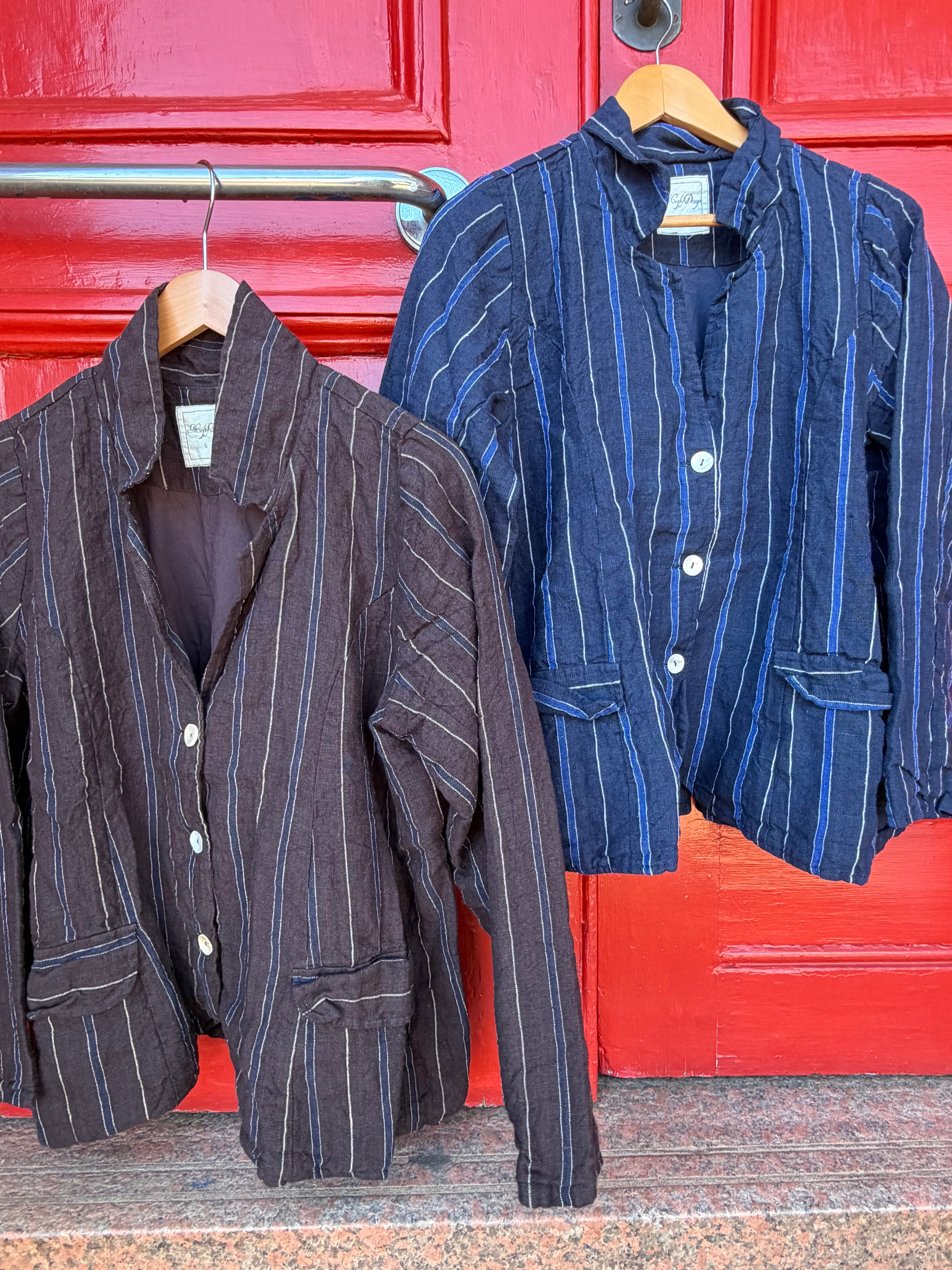 Baridi Jacket - Linen - brown stripe