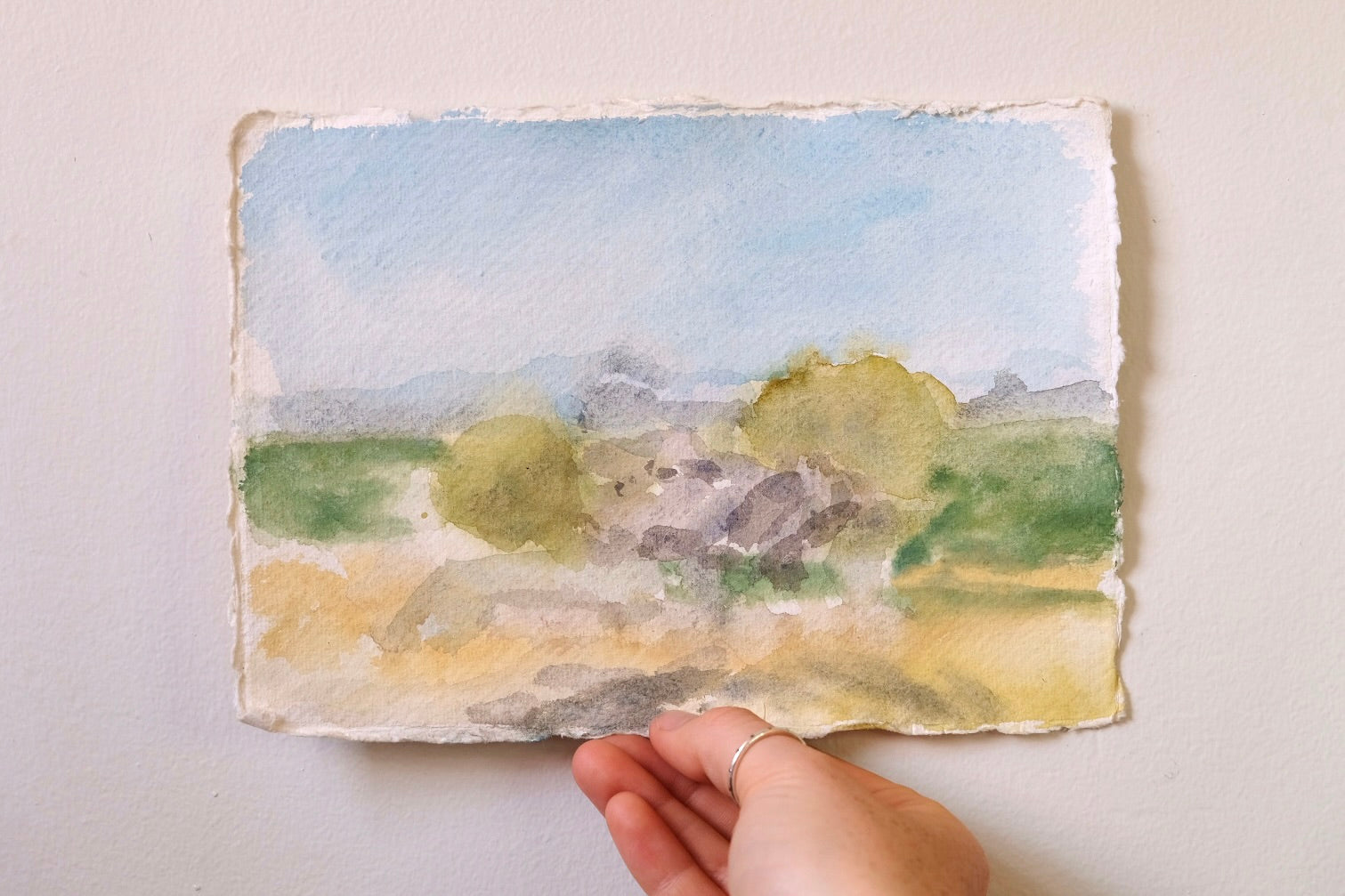 Watercolour Landscape - "Mulga Tree and Warrumbungles" by Clementine Belle McIntosh