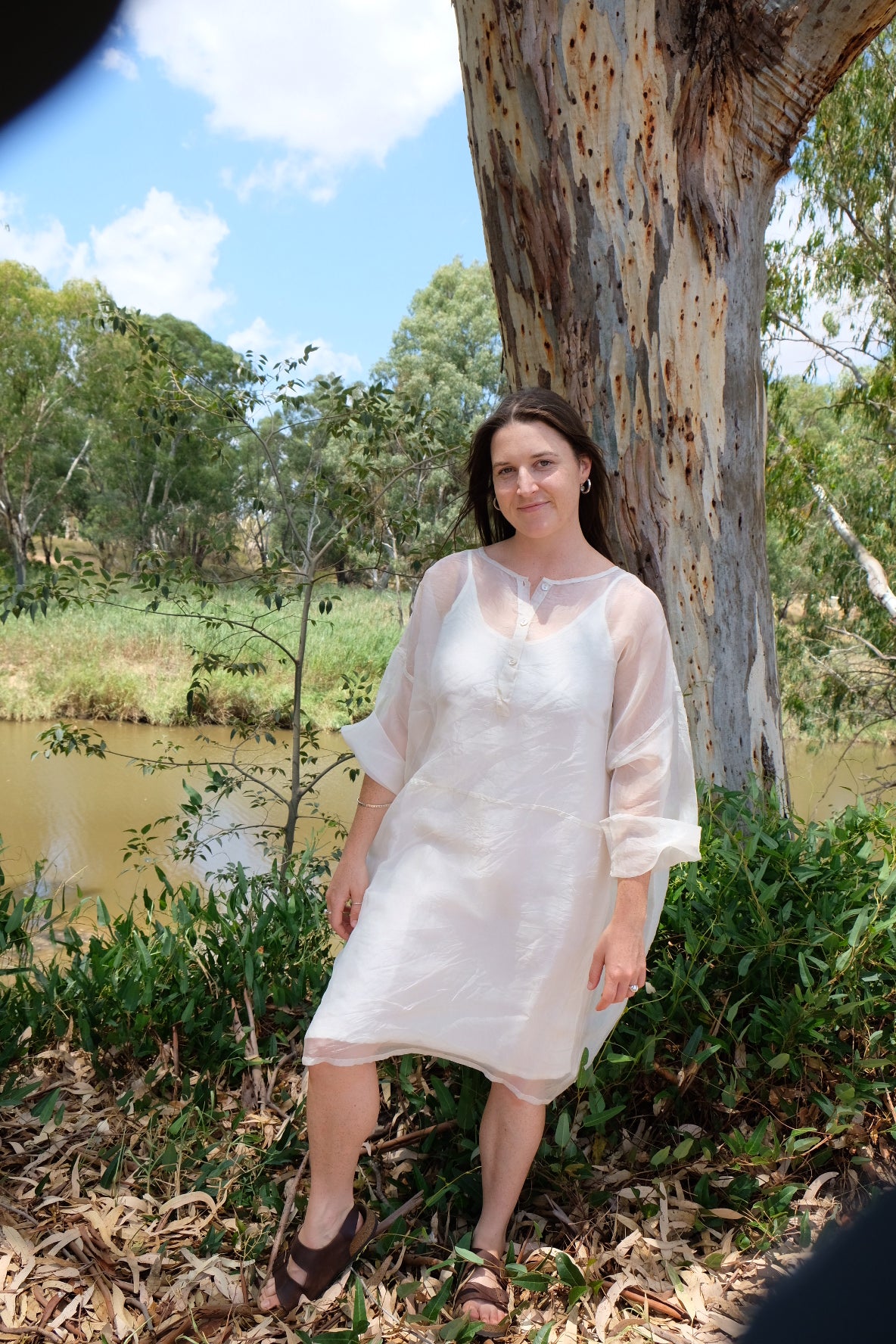 Martina Dress Silk Organdy - Warm White