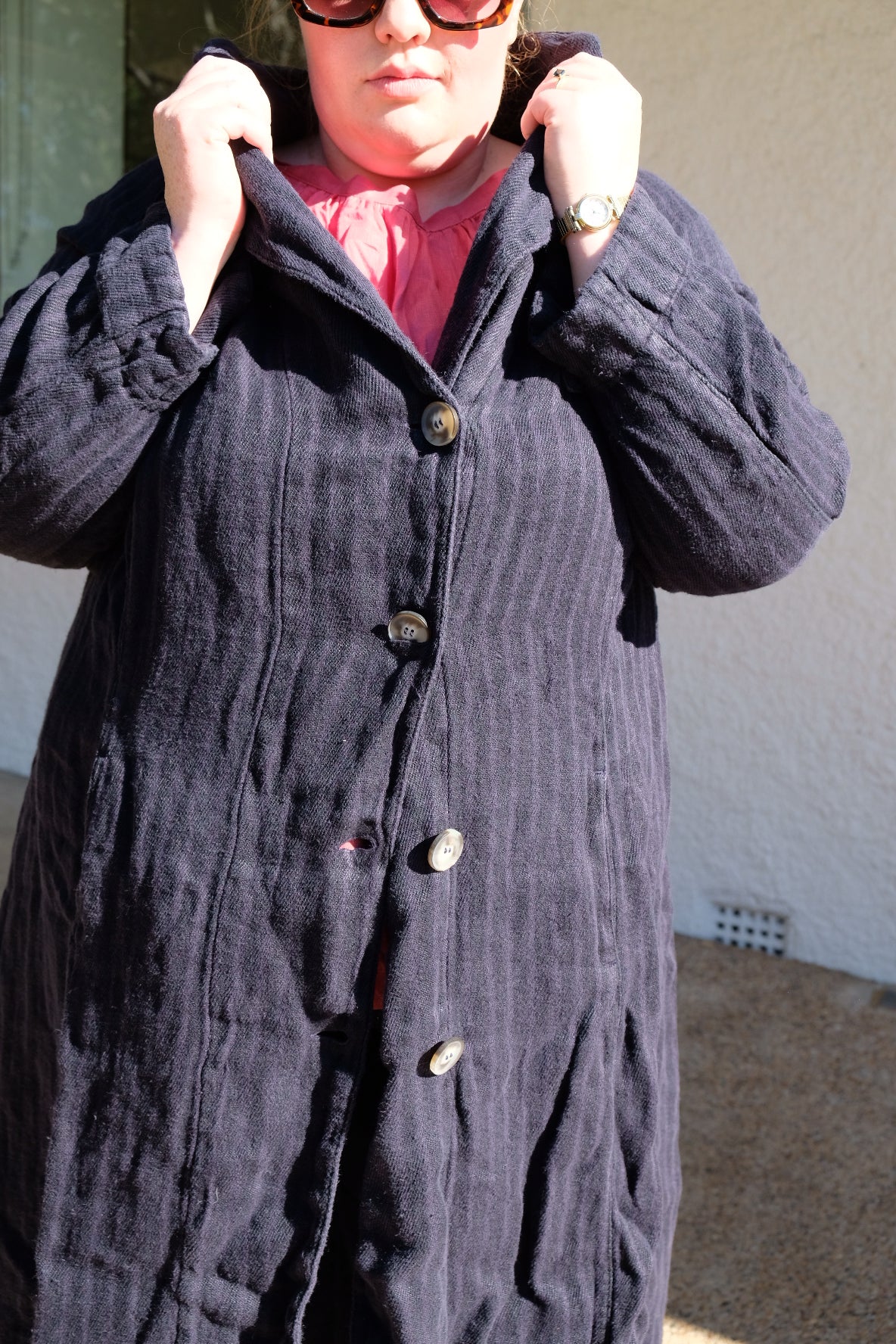 1915 Unisex Duster Jacket - Twill Weave Linen Stripe - Navy