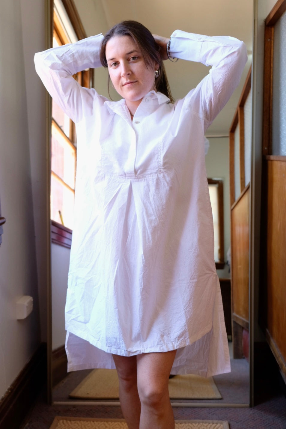 Winifred Shirt Dress- Cotton Poplin - White