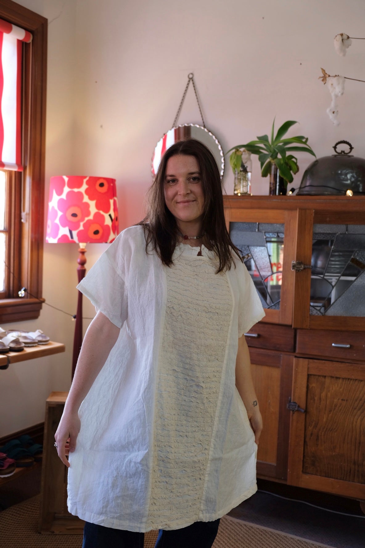 LUNA DRESS - LINEN & LACE Cream