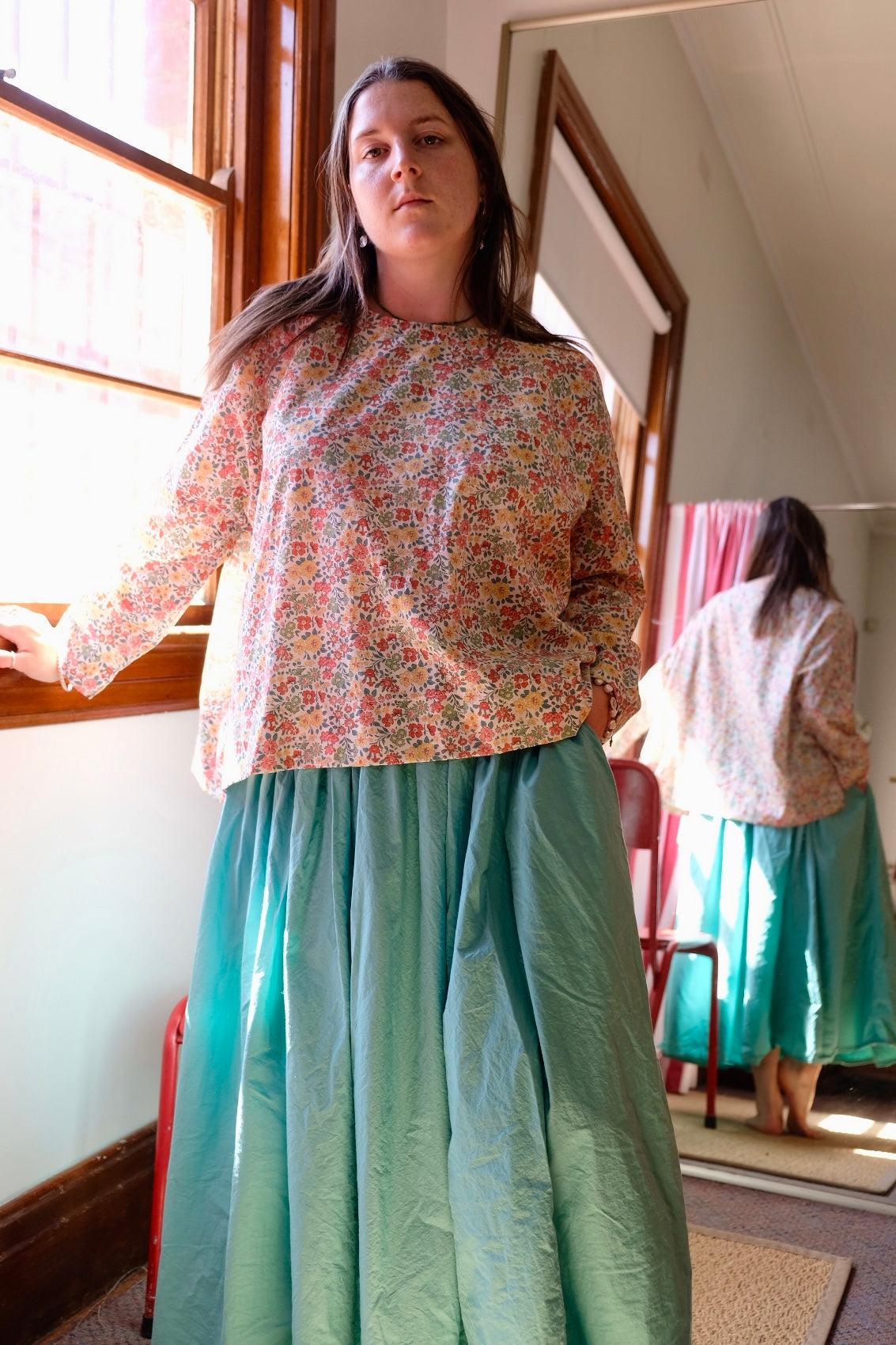 Ulla Skirt - cotton poplin - Duck Egg Blue