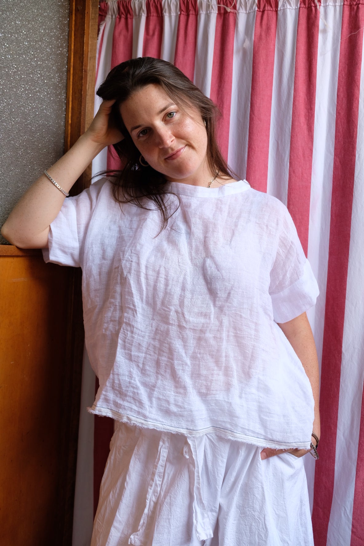 Gauze linen Tee - White